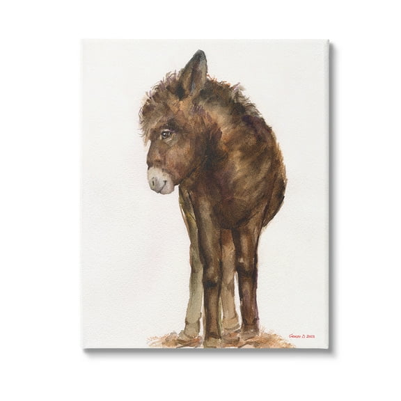 Stupell Industries Smiling Donkey Foal Animals & Insects Painting Gallery Wrapped Canvas Art Print Wall Art, 16 x 20