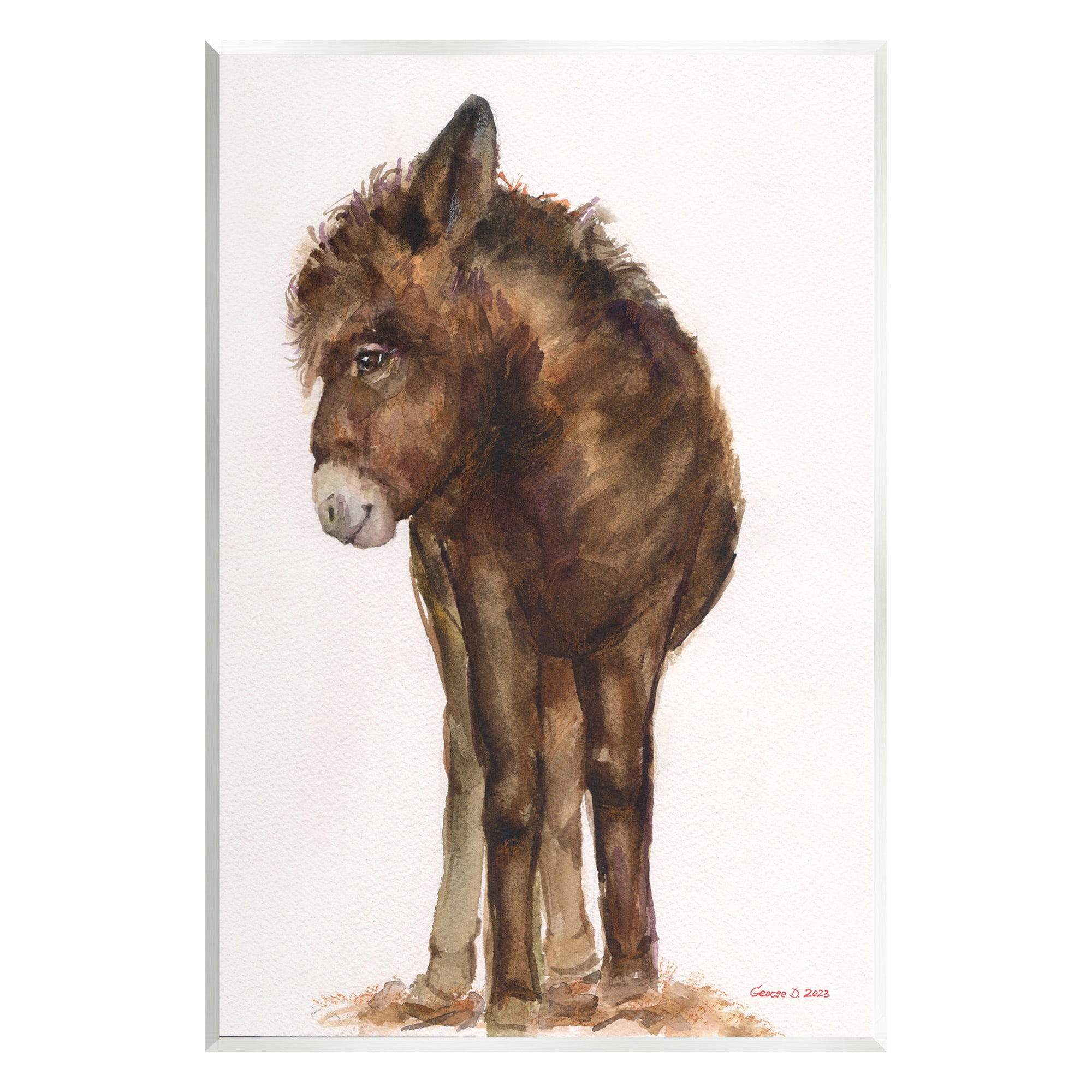 Stupell Industries Smiling Donkey Foal Animals & Insects Painting Unframed Art Print Wall Art, 13 x 19