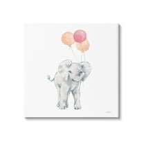 Stupell Industries Smiling Elephant Orange Balloons Graphic Art Gallery Wrapped Canvas Print Wall Art, Design by Katina Pete