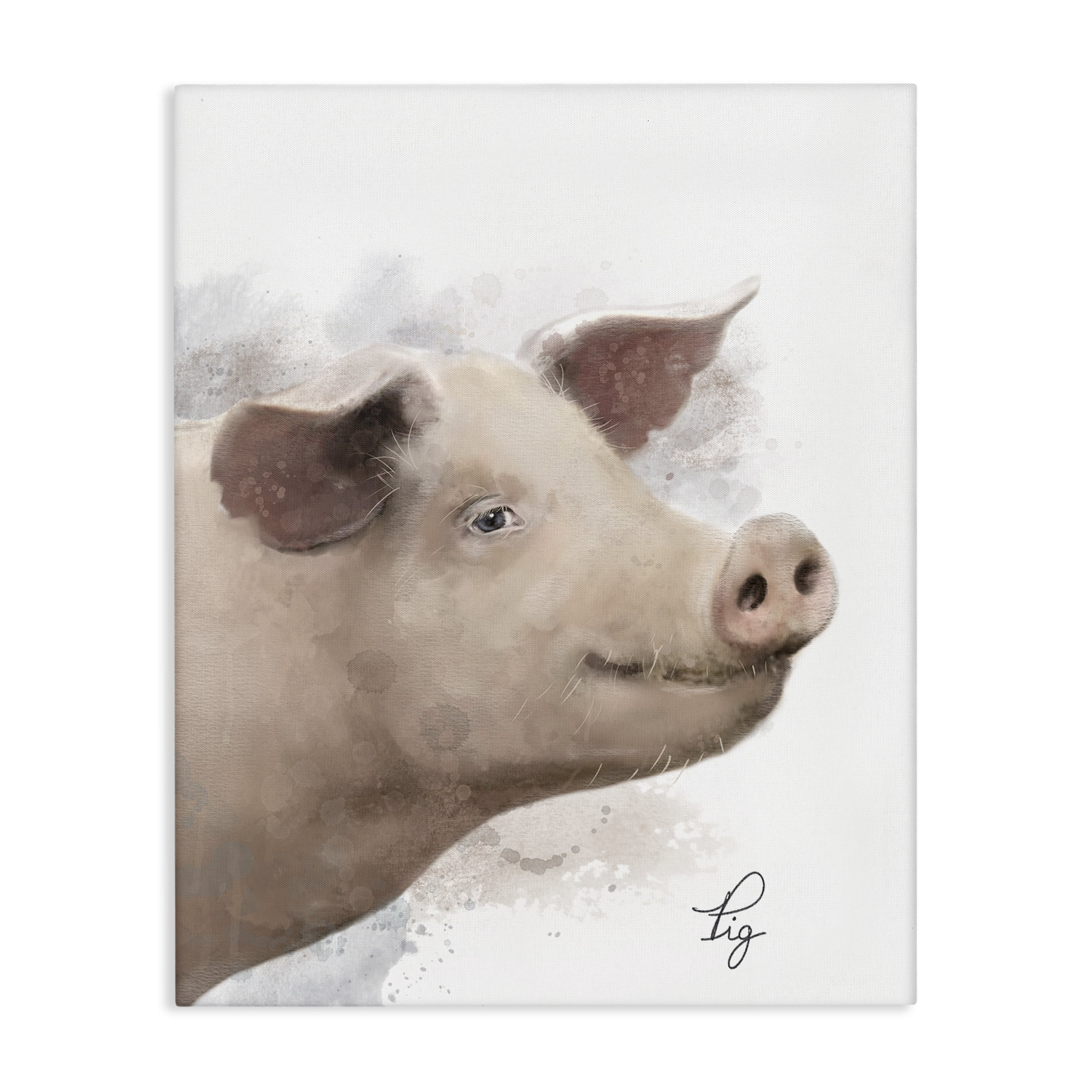 Stupell Industries Smiling Farm Pig Animals Painting Wrapped Canvas Art Print Wall Art, 30 x 40