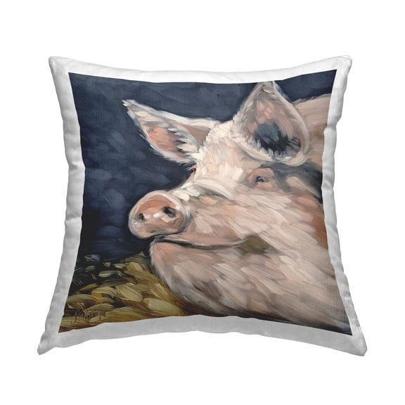 Stupell Industries Smiling Farm Pig Face Printed Throw Pillow Design by Sara G. Designs