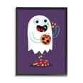 thumbnail image 1 of Stupell Industries Smiling Ghost Eating Halloween Candy Carved Pumpkin Framed Wall Art, 16 x 20, Design by Michael Buxton, 1 of 7
