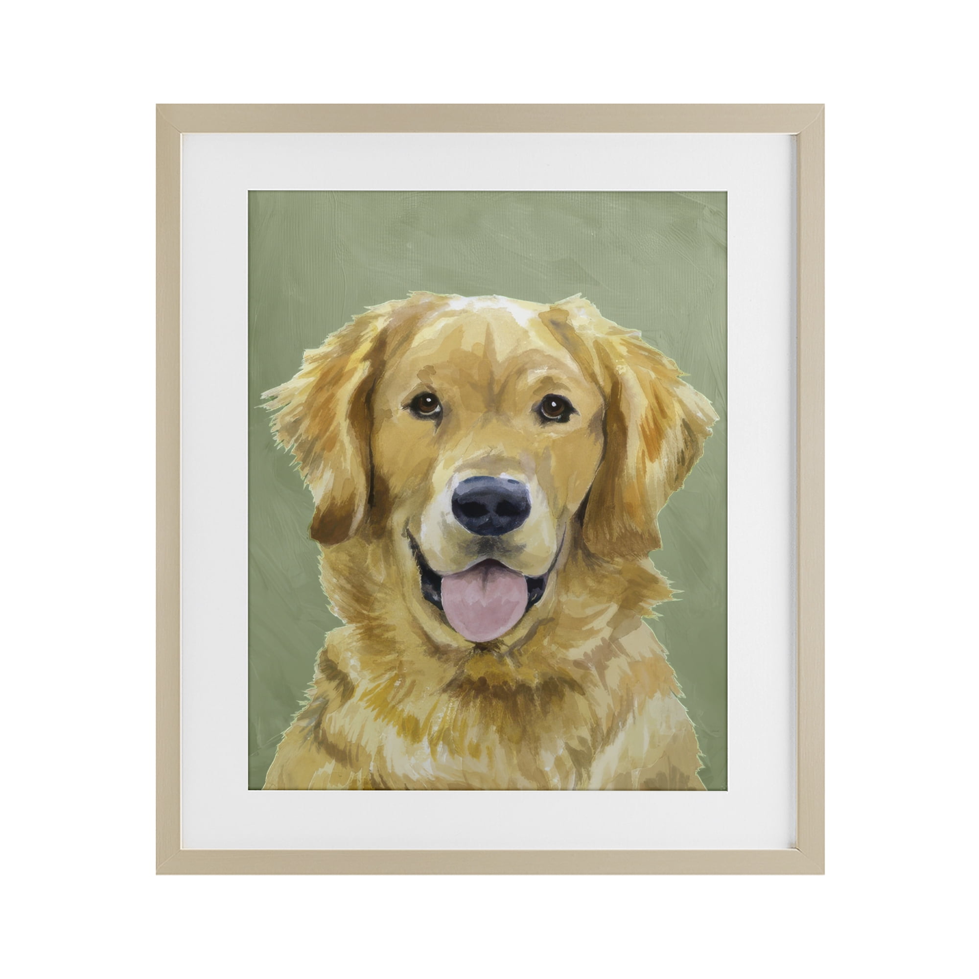 Stupell Industries Smiling Golden Retriever Portrait Birch Framed Print Under Glass, design by Lil' Rue