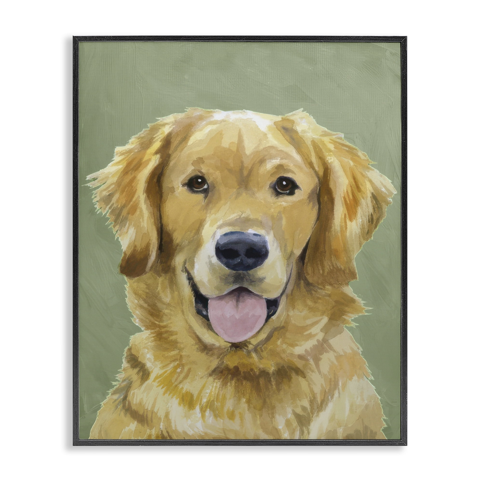 Stupell Industries Smiling Golden Retriever Portrait Black Framed Giclee Art, design by Lil' Rue