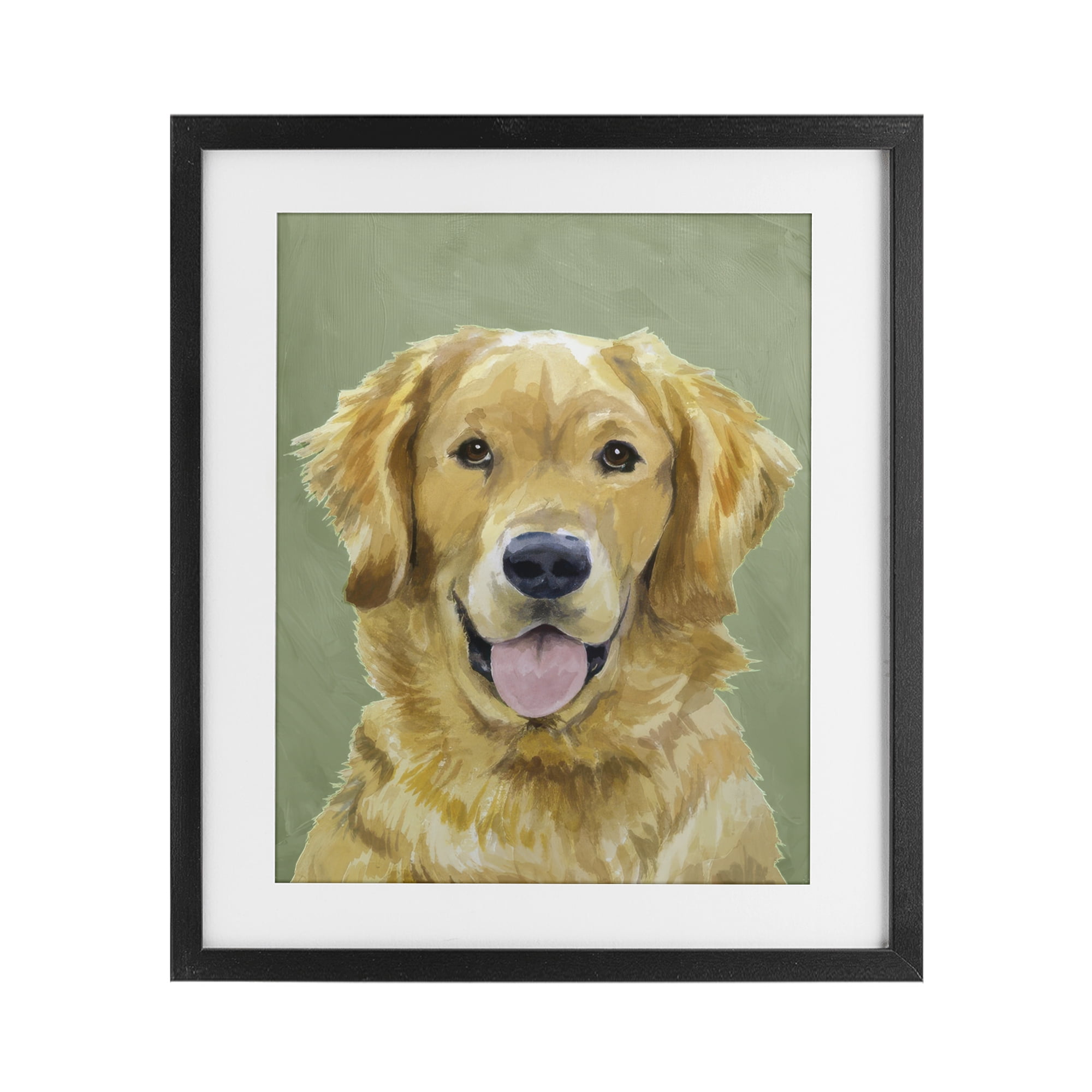 Stupell Industries Smiling Golden Retriever Portrait Black Framed Print Under Glass, design by Lil' Rue