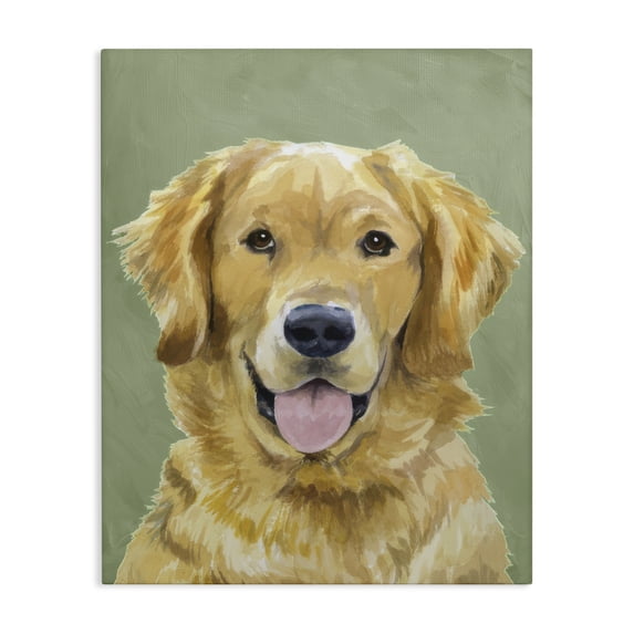 Stupell Industries Farmhouse Smiling Golden Retriever Portrait Canvas Art, 16 x 20, by Lil' Rue