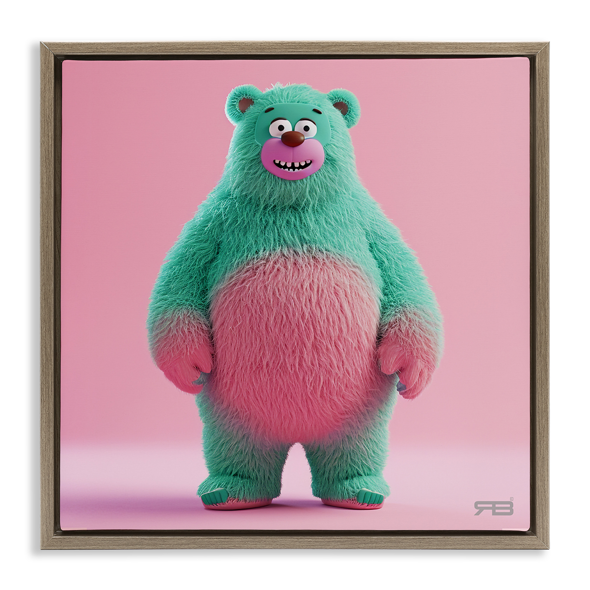 Stupell Industries Smiling Green Bear Animals Painting Brown Floater Framed Canvas Art Print Wall Art, 25 x 25