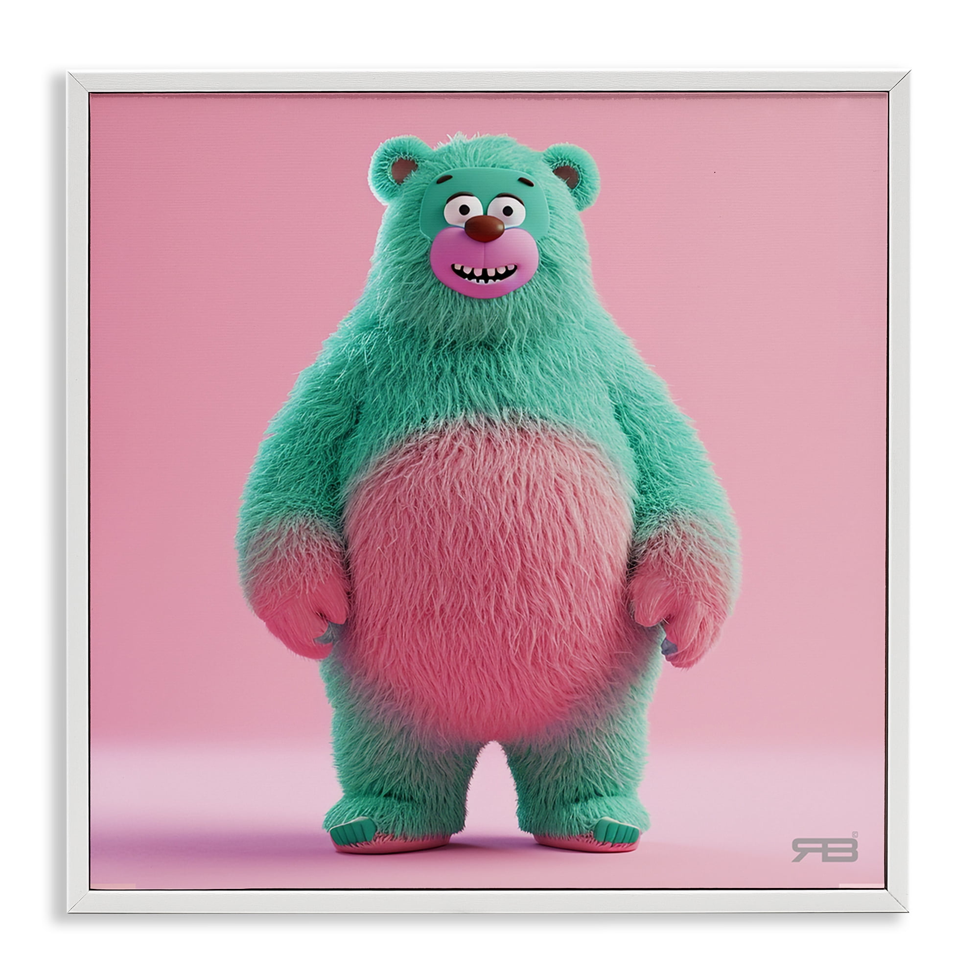 Stupell Industries Smiling Green Bear Animals Painting White Framed Art Print Wall Art, 12 x 12