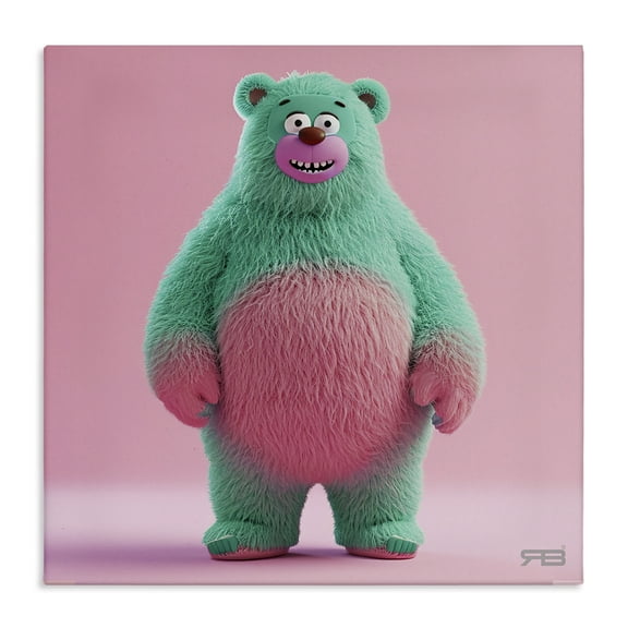 Stupell Industries Smiling Green Bear Animals Painting Wrapped Canvas Art Print Wall Art, 17 x 17