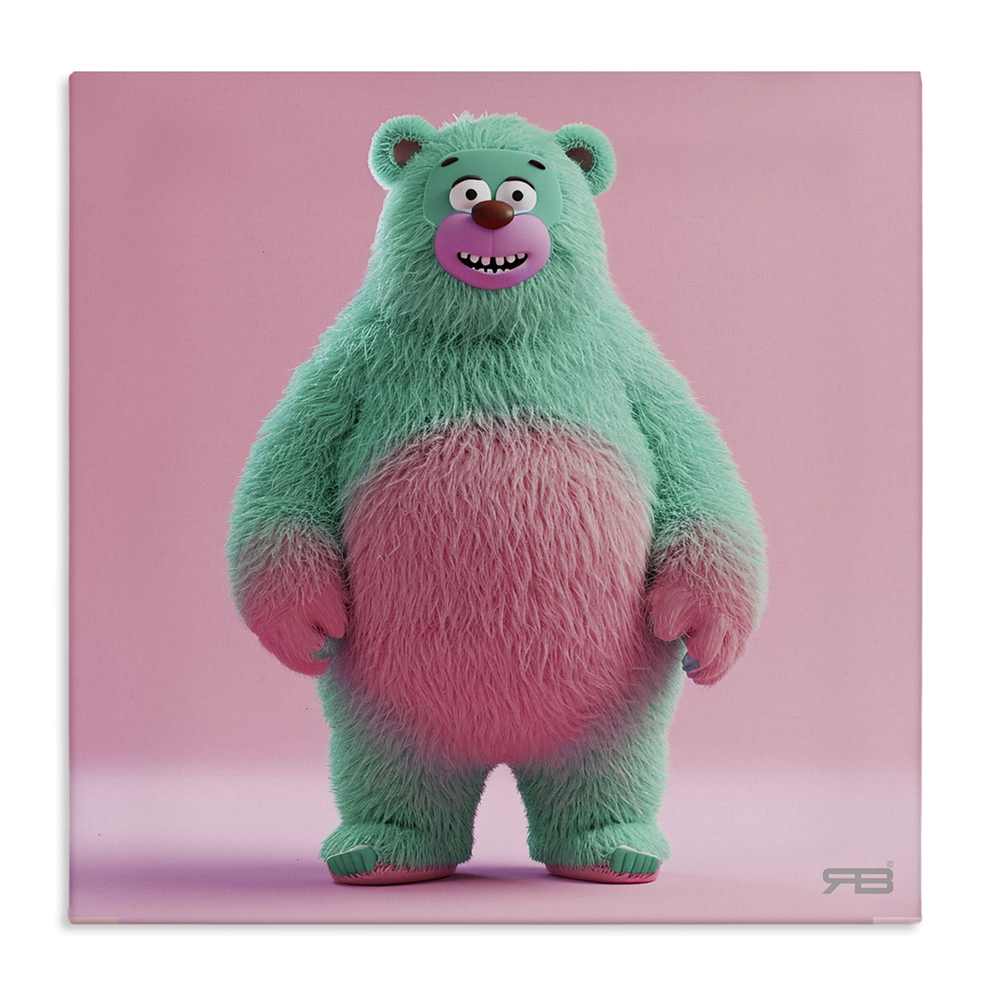 Stupell Industries Smiling Green Bear Animals Painting Wrapped Canvas Art Print Wall Art, 36 x 36
