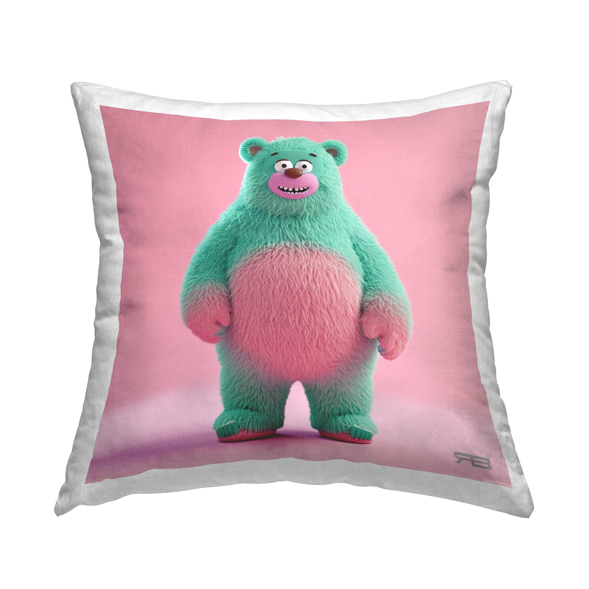 Stupell Industries Smiling Green Bear Decorative Printed Throw Pillow Design by RB.