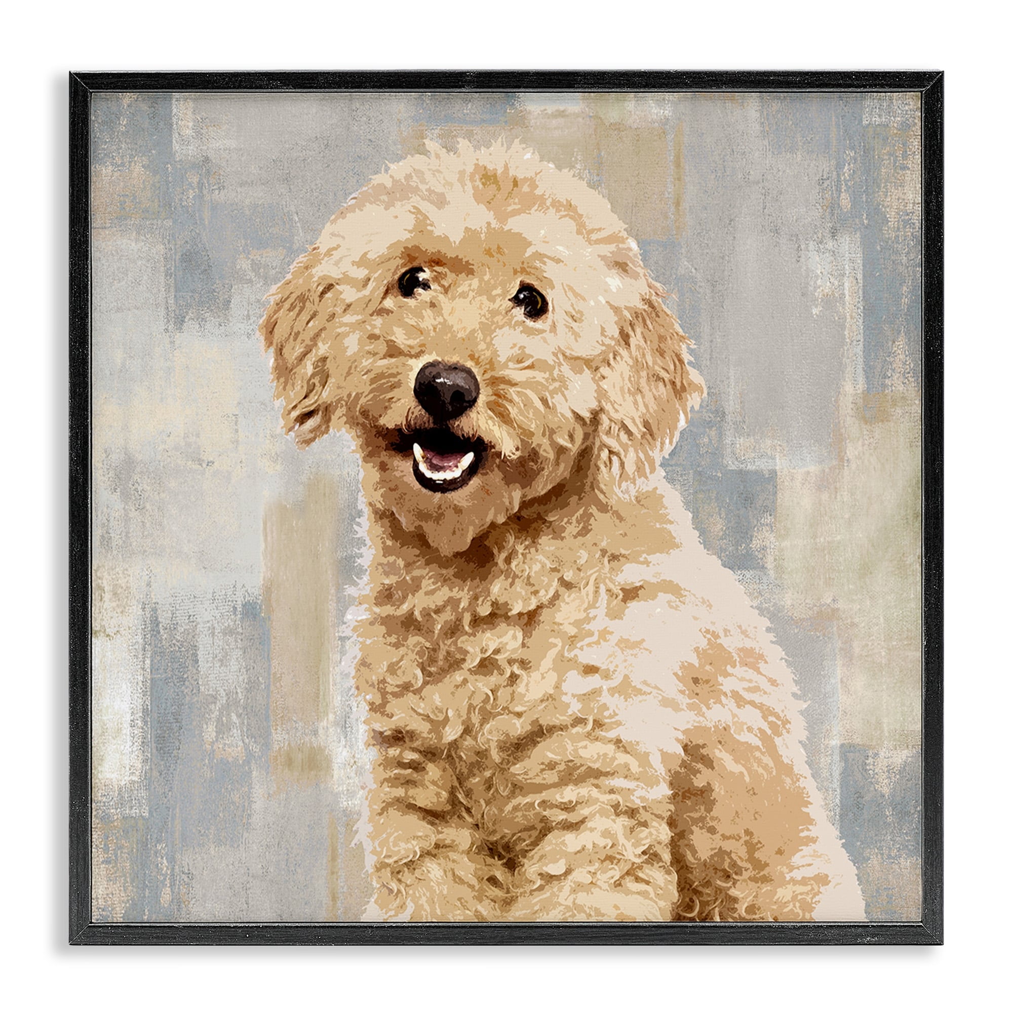 Stupell Industries Smiling Labradoodle Dog Patchwork Grey Beige Pattern, 24 x 24,Design by Keri Rodgers