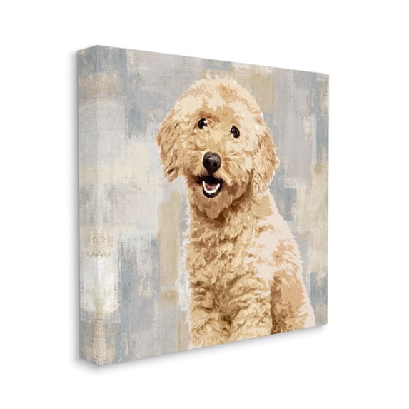 Stupell Industries Smiling Labradoodle Dog Patchwork Grey Beige Pattern Design by Keri Rodgers, 36" x 36"