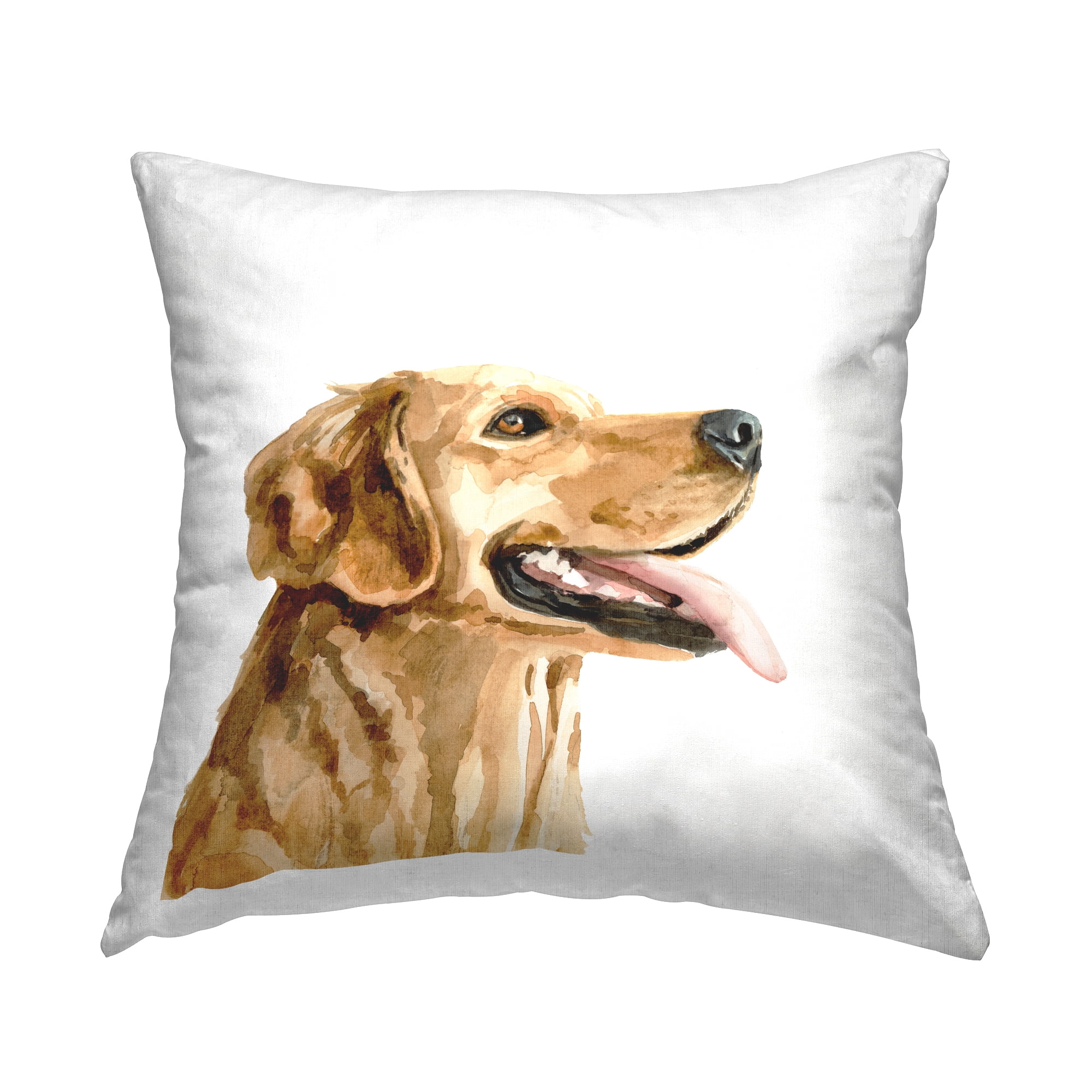 Stupell Industries Smiling Labrador Dog Portrait Casual White Background Design by Victoria Barnes Throw Pillow