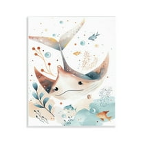 Stupell Industries Smiling Manta Ray Animals Painting Unframed Art Print Wall Art, 11 x 14