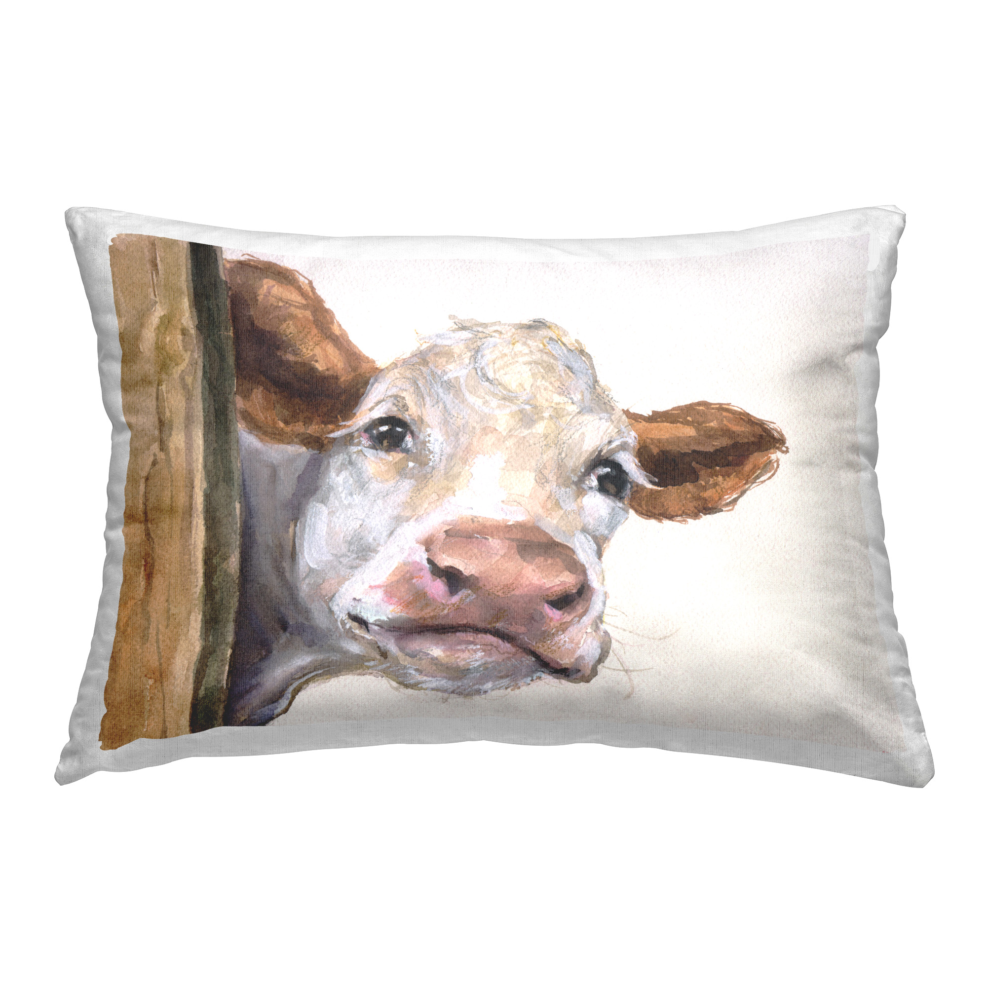 Stupell Industries Smiling Peeking Cow Decorative Printed Throw Pillow Design by GeorgeDyachenkoArt