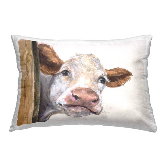 Stupell Industries Smiling Peeking Cow Decorative Printed Throw Pillow Design by GeorgeDyachenkoArt