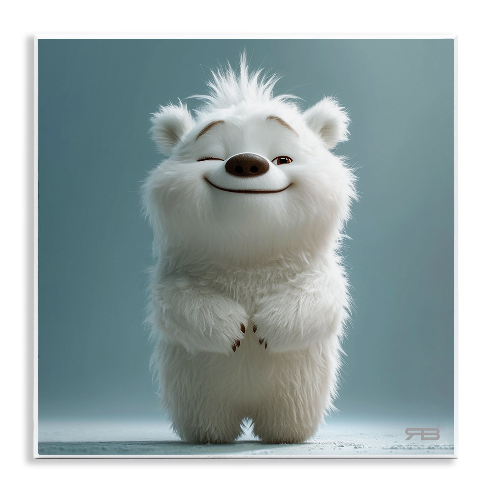 Stupell Industries Smiling Polar Bear Cub Animals Painting Unframed Art Print Wall Art, 12 x 12