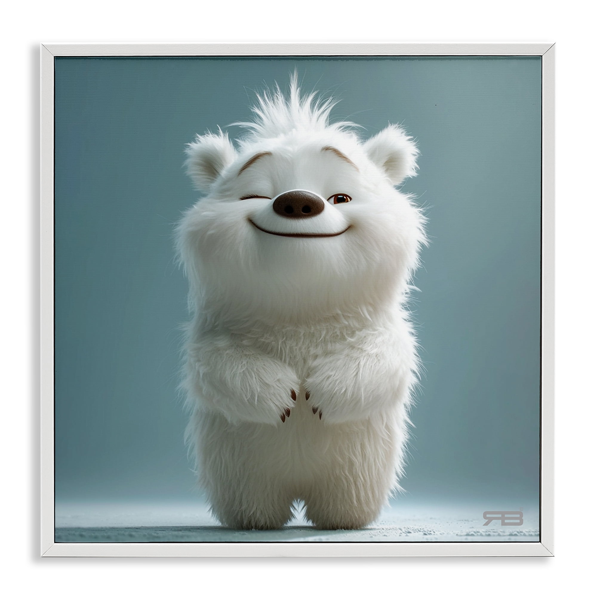 Stupell Industries Smiling Polar Bear Cub Animals Painting White Framed Art Print Wall Art, 12 x 12
