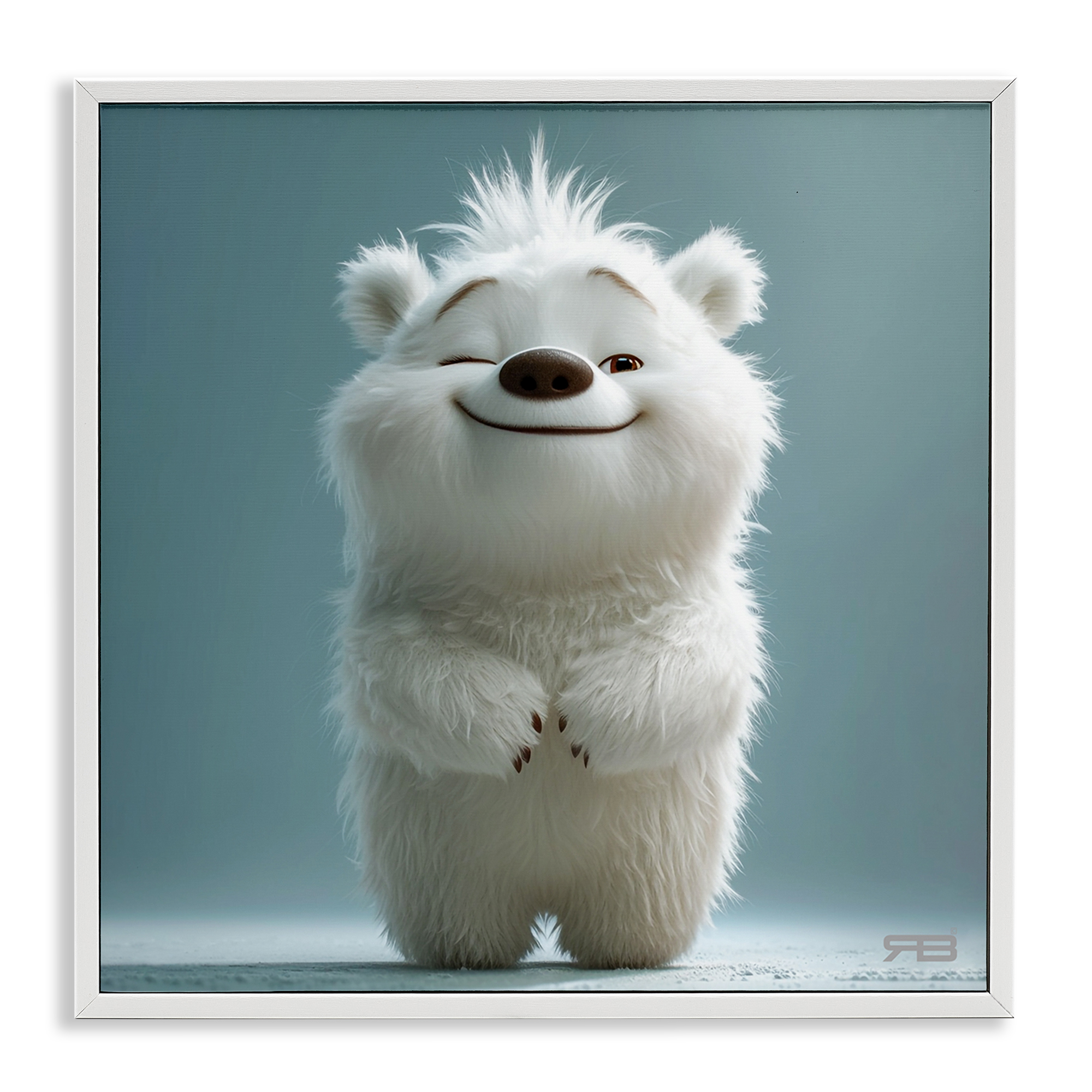 Stupell Industries Smiling Polar Bear Cub Animals Painting White Framed Art Print Wall Art, 24 x 24