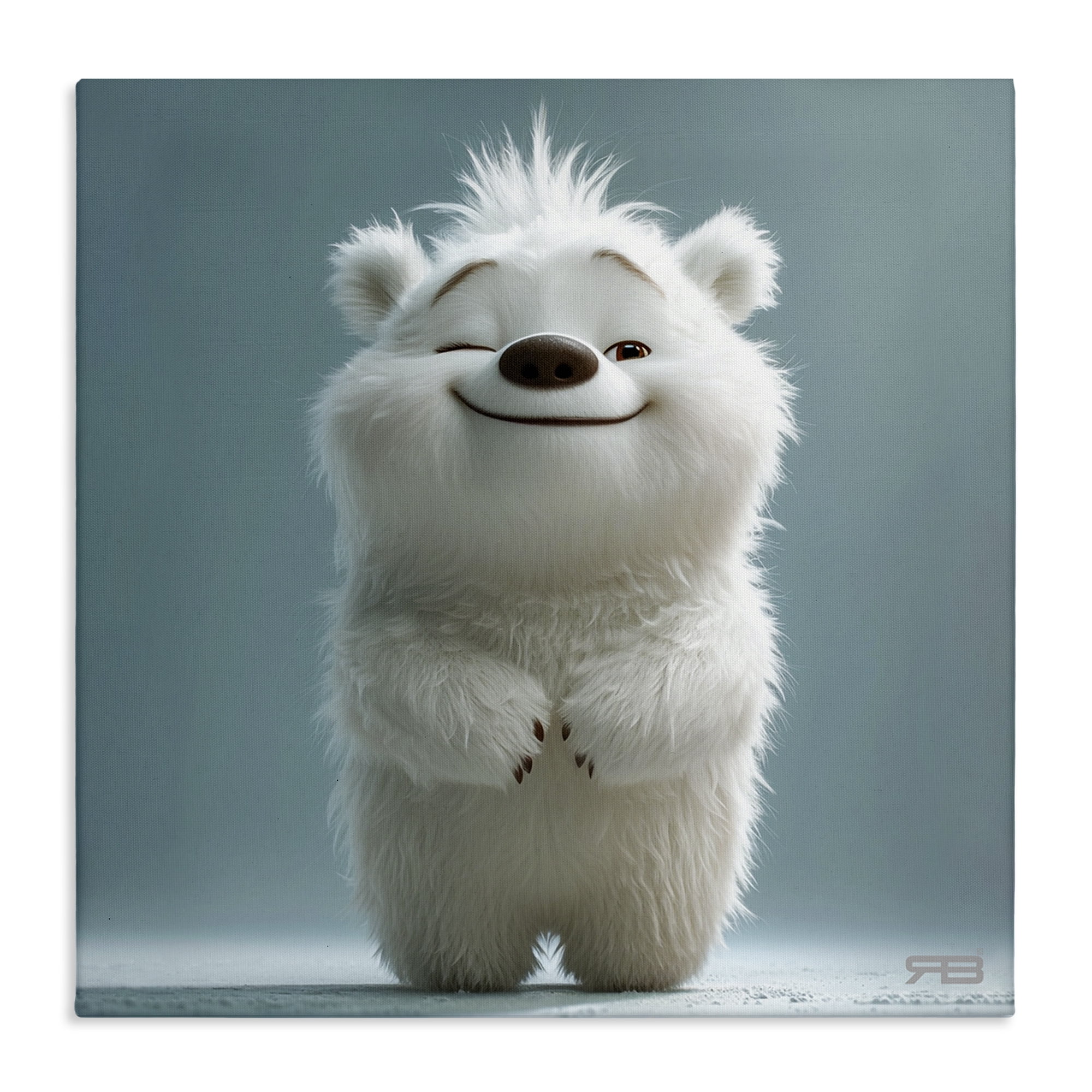 Stupell Industries Smiling Polar Bear Cub Animals Painting Wrapped Canvas Art Print Wall Art, 36 x 36