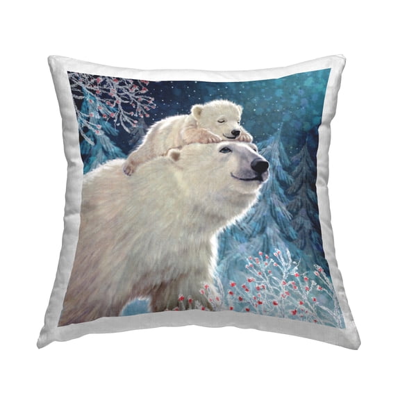 Stupell Industries Smiling Polar Bears Winter Trees Printed Throw Pillow Design by Pip Wilson