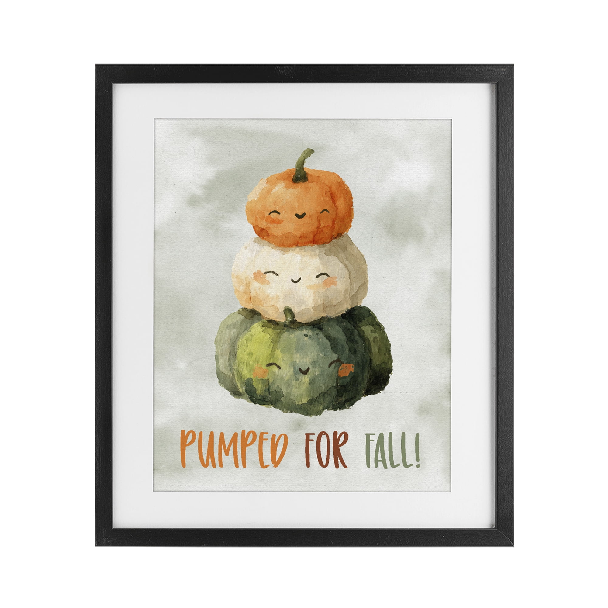 Stupell Industries Smiling Pumpkins Pumped For Fall Black Framed Print Under Glass, design by Ziwei Li