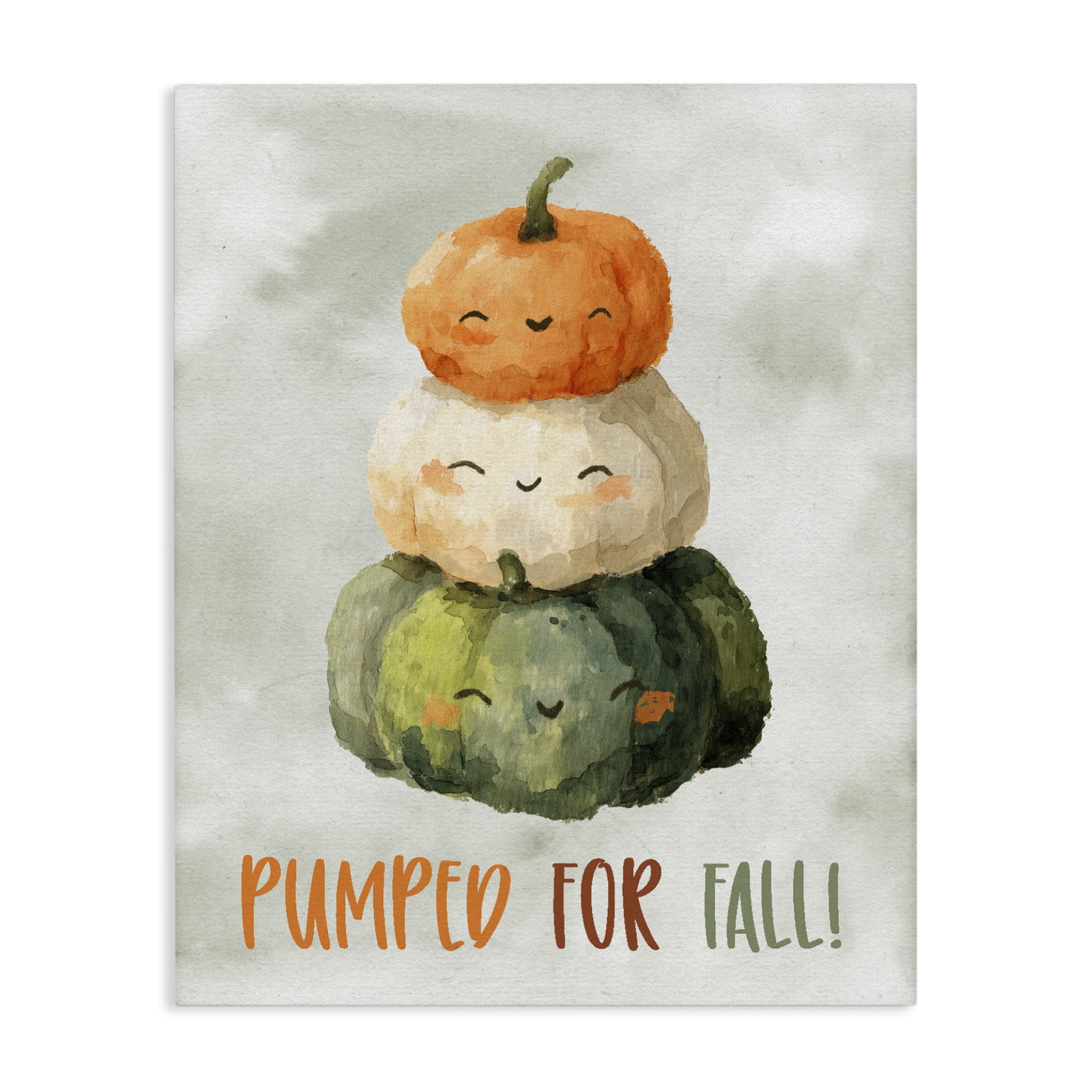 Stupell Industries Smiling Pumpkins Pumped For Fall Canvas Wall Art, design by Ziwei Li