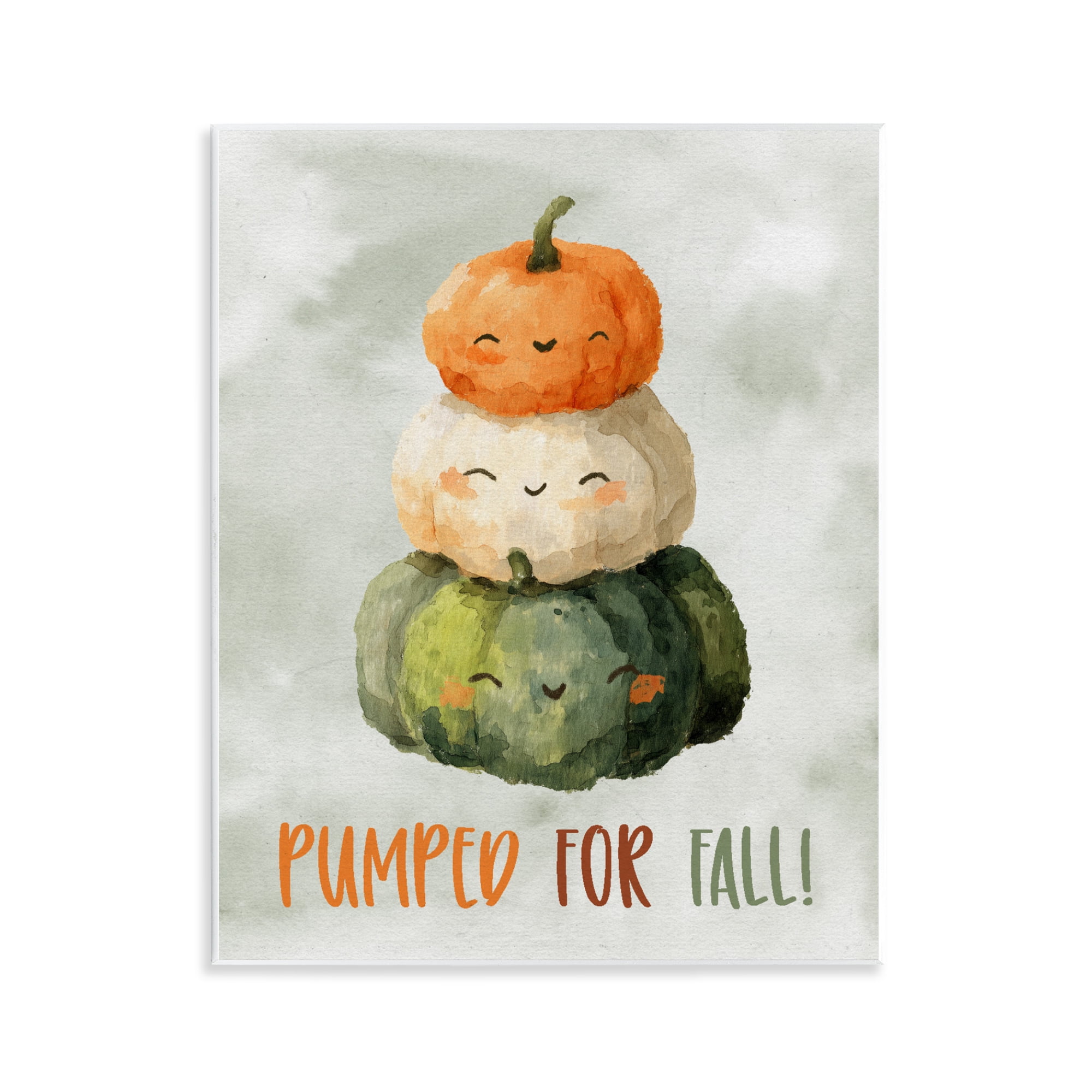 Stupell Industries Smiling Pumpkins Pumped For Fall Wall Plaque Art, design by Ziwei Li