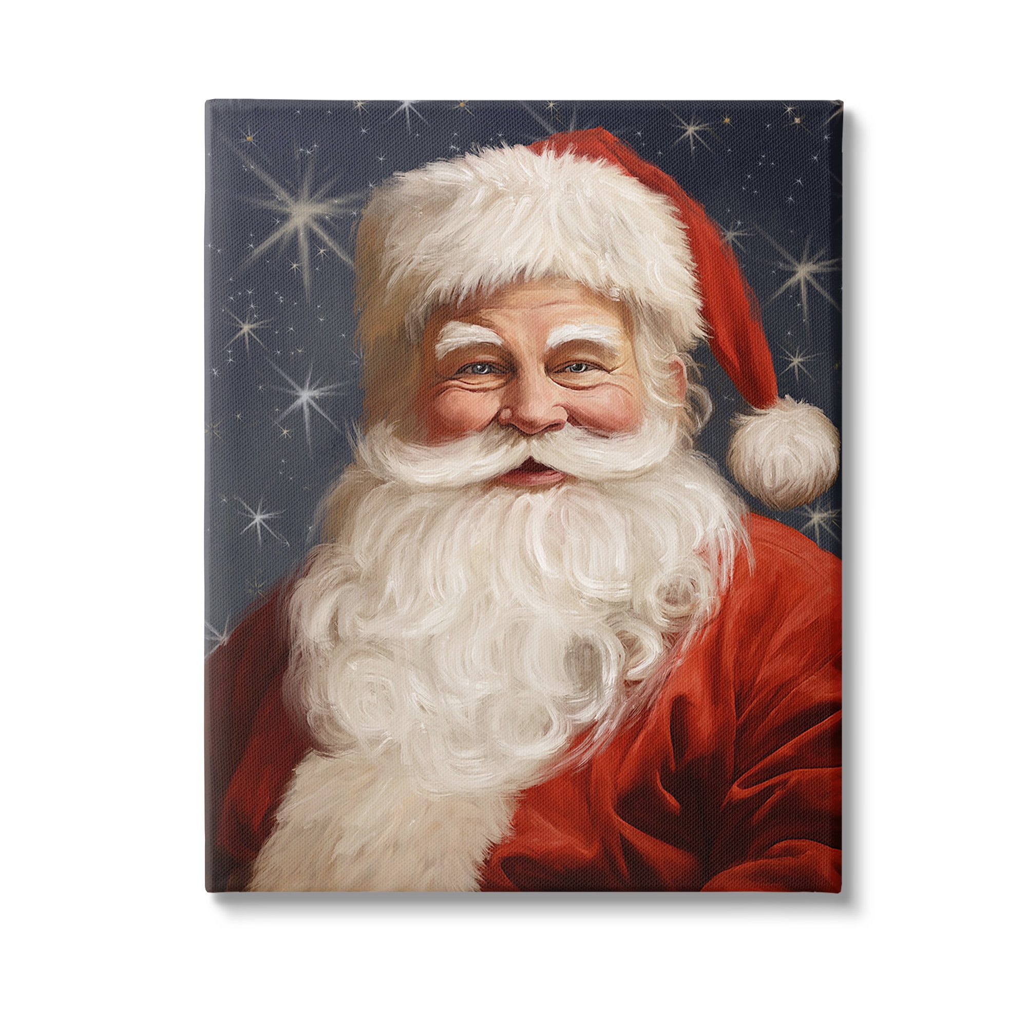 Stupell Industries Smiling Santa Claus Portrait Holiday Painting Gallery Wrapped Canvas Art Print Wall Art, 24 x 30