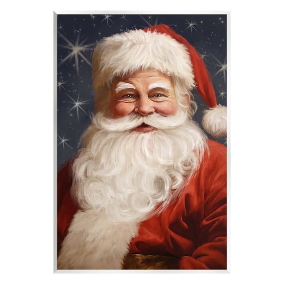Stupell Industries Smiling Santa Claus Portrait Holiday Painting Unframed Art Print Wall Art, 13 x 19