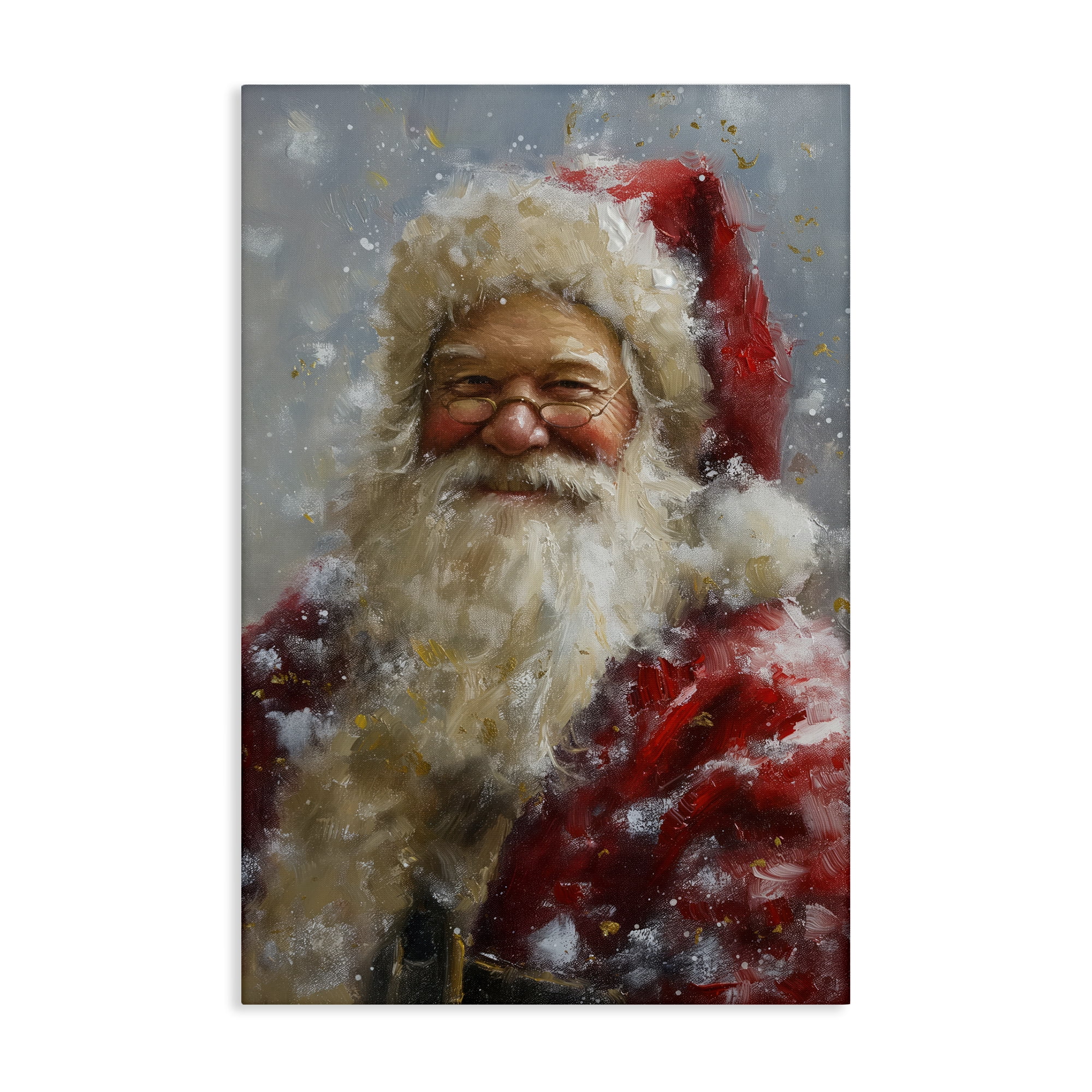 Stupell Industries Smiling Santa Portrait Holiday Painting Gallery Wrapped Canvas Art Print Wall Art, 24 x 36