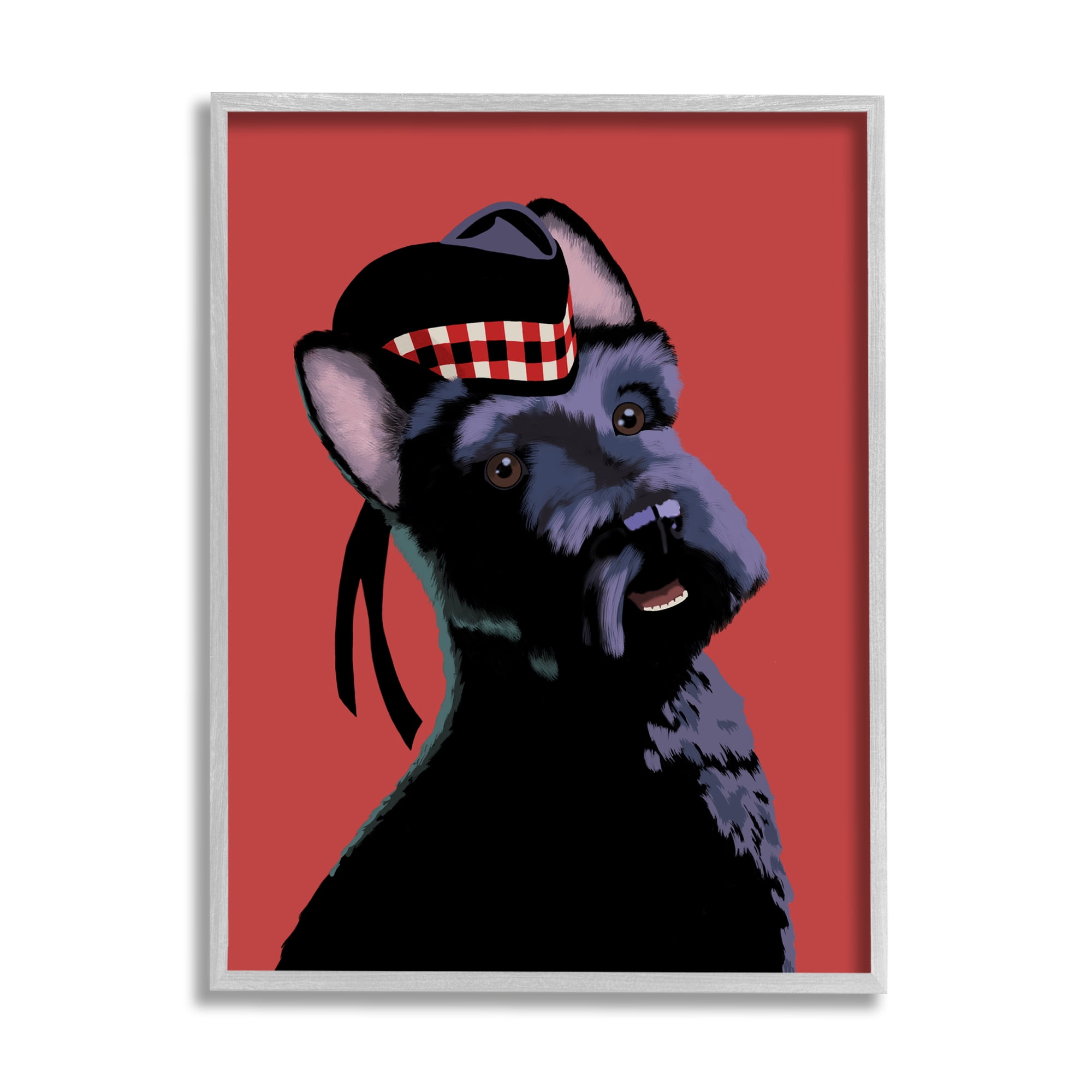 Stupell Industries Smiling Scottish Terrier in Red Plaid Hat, 11 x 14, Designed by Sally Springer Griffith