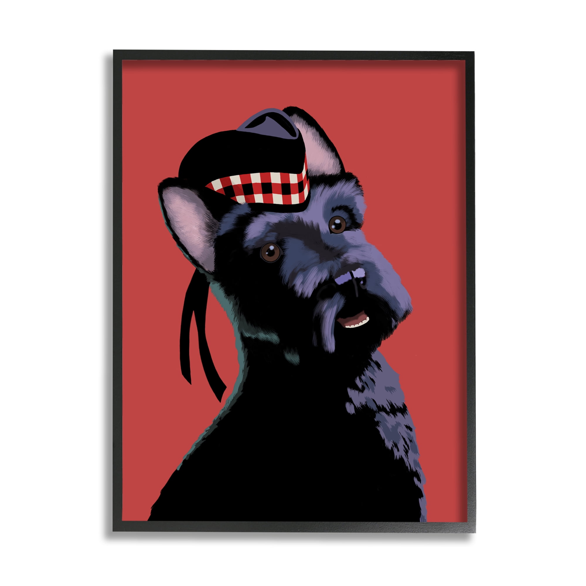 Stupell Industries Smiling Scottish Terrier in Red Plaid Hat, 11 x 14, Designed by Sally Springer Griffith