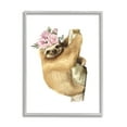 thumbnail image 1 of Stupell Industries Smiling Sloth Chic Pink Floral Crown Wild Animal, 11 x 14, Designed by Ziwei Li, 1 of 7
