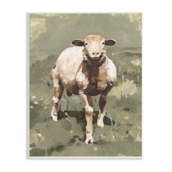 Stupell Industries Smiling Spring Sheep Green Dandelion Farm Field, 10 x 15, Designed by Emma Caroline