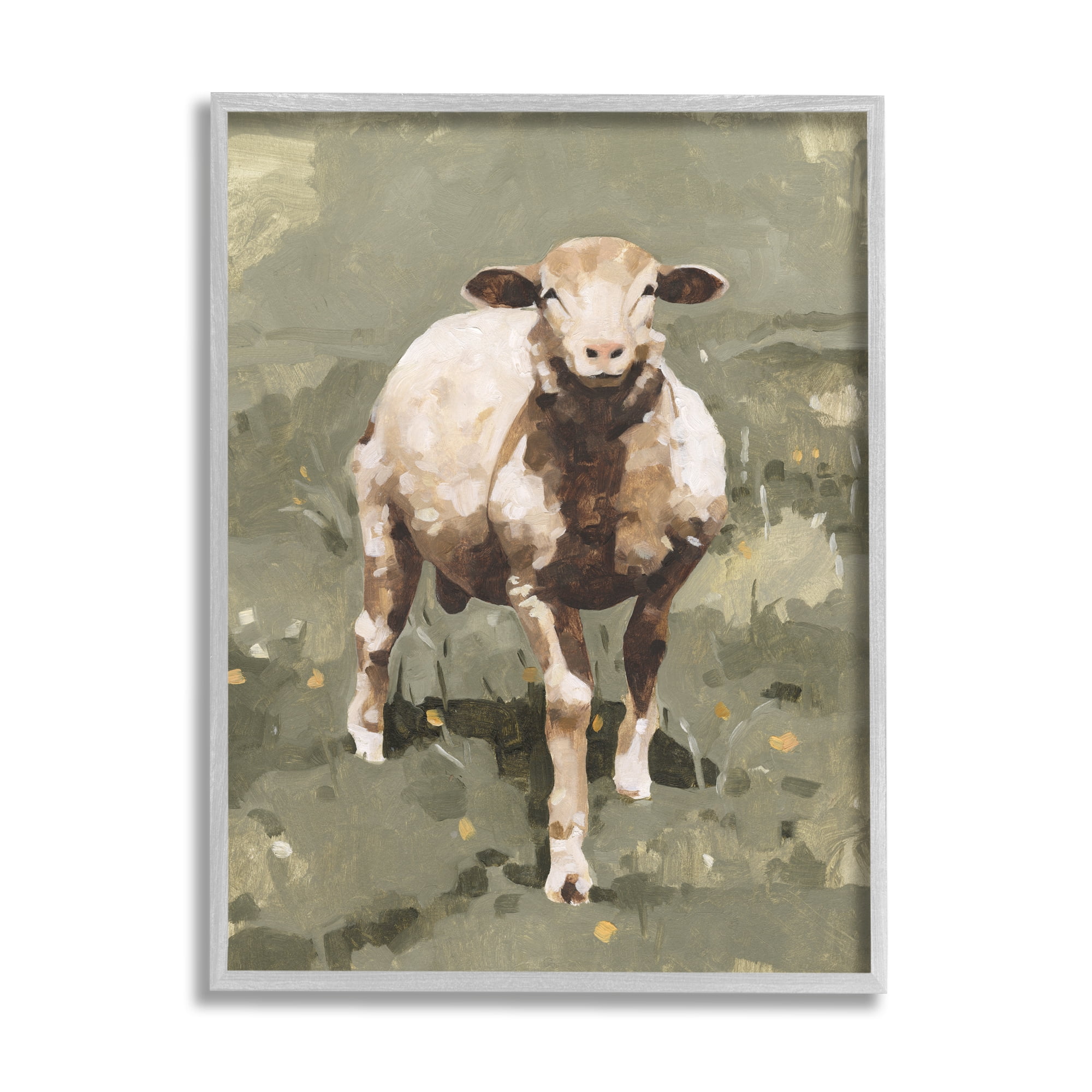 Stupell Industries Smiling Spring Sheep Green Dandelion Farm Field, 11 x 14, Designed by Emma Caroline