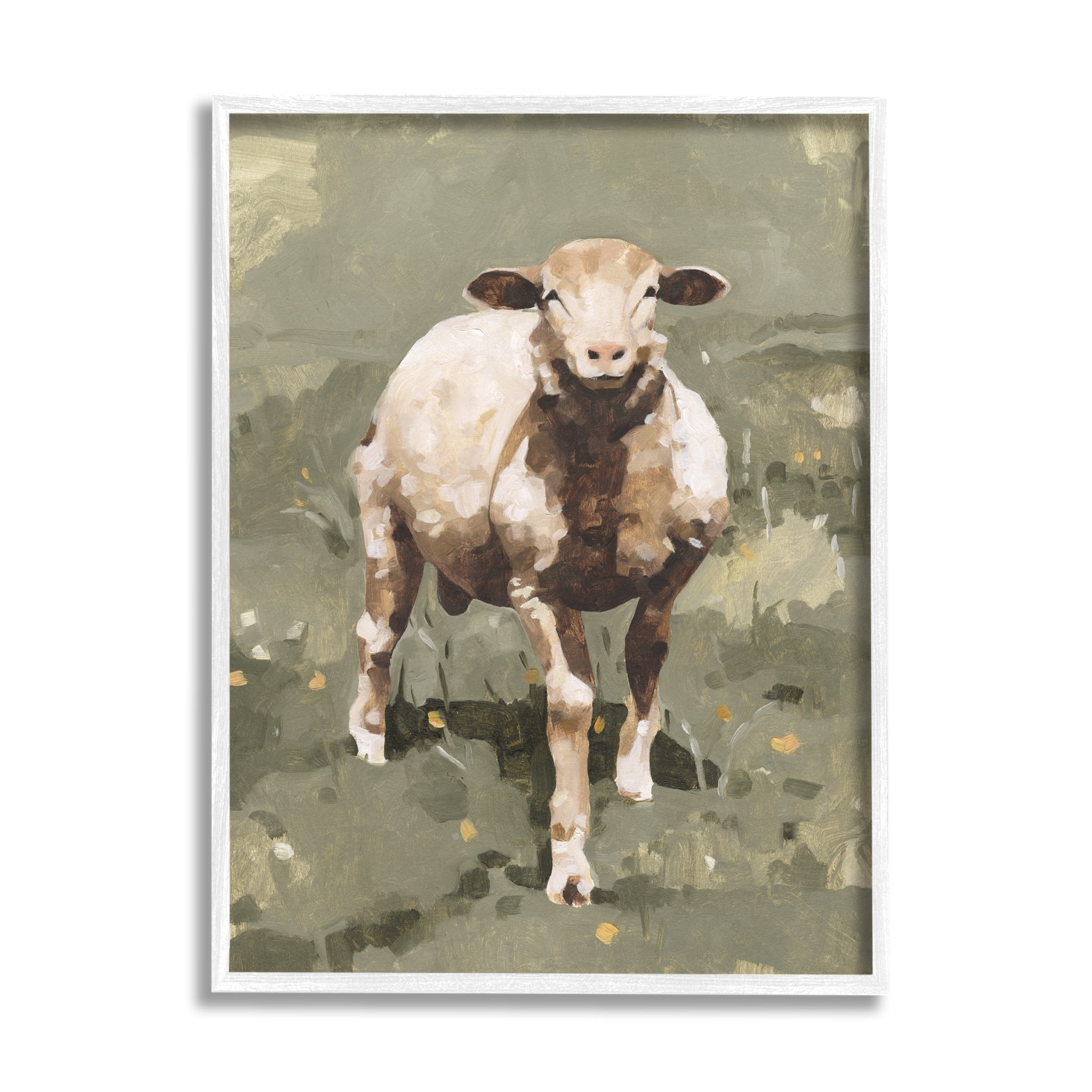 Stupell Industries Smiling Spring Sheep Green Dandelion Farm Field, 24 x 30, Designed by Emma Caroline