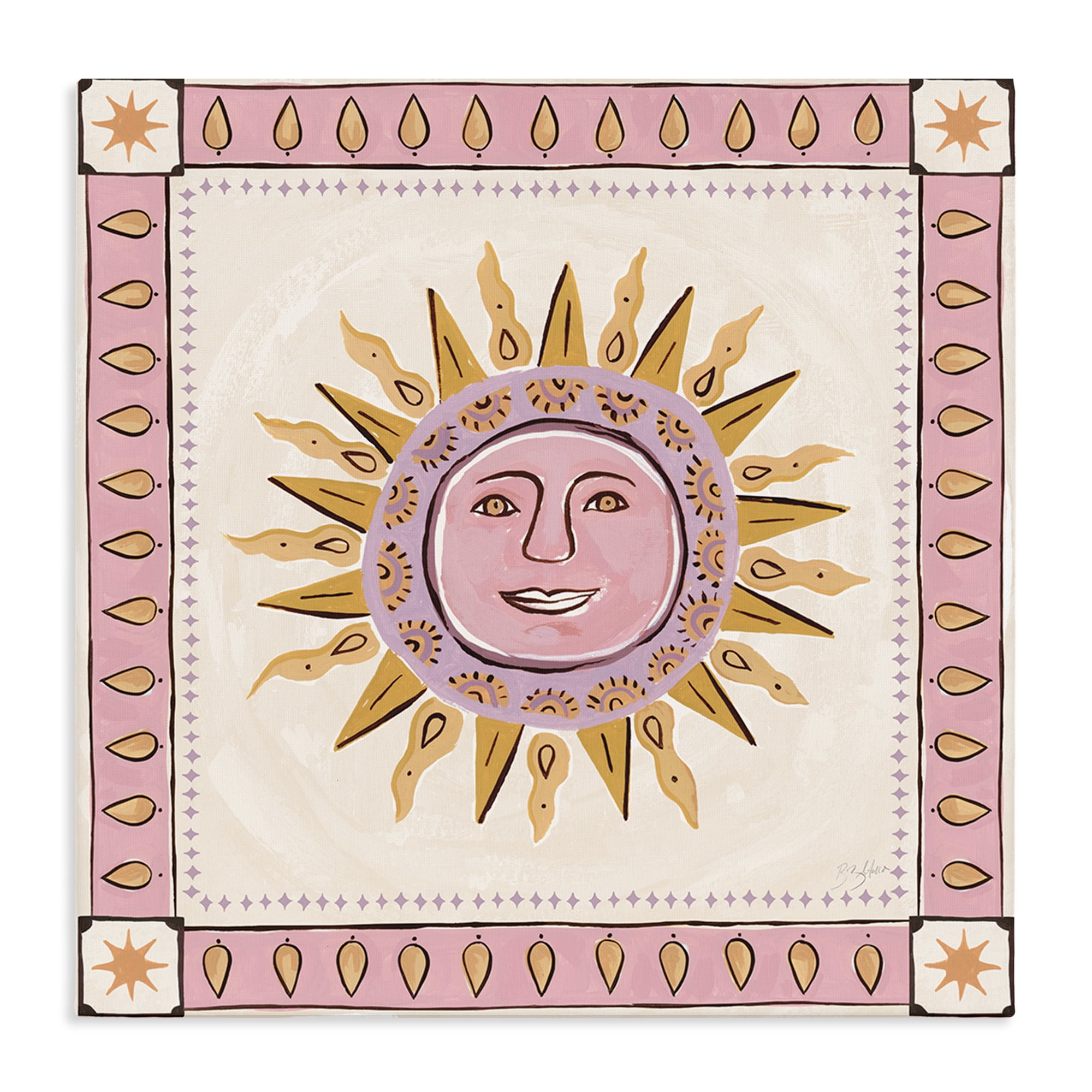 Stupell Industries Smiling Sun with Pink Border Canvas Wall Art, design by Two If By Sea Studios