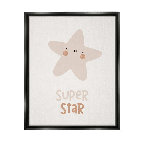 Stupell Industries Smiling Super Star Inspirational Painting Black Floater Framed Art Print Wall Art, 17 x 21