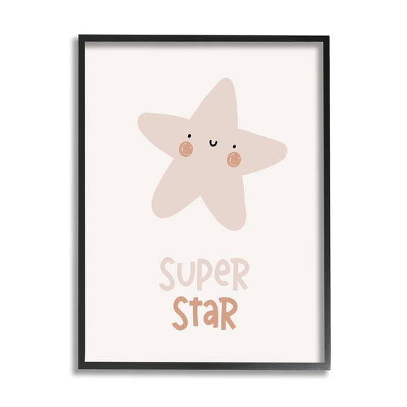 Stupell Industries Smiling Super Star Inspirational Painting Black Framed Art Print Wall Art, 11 x 14