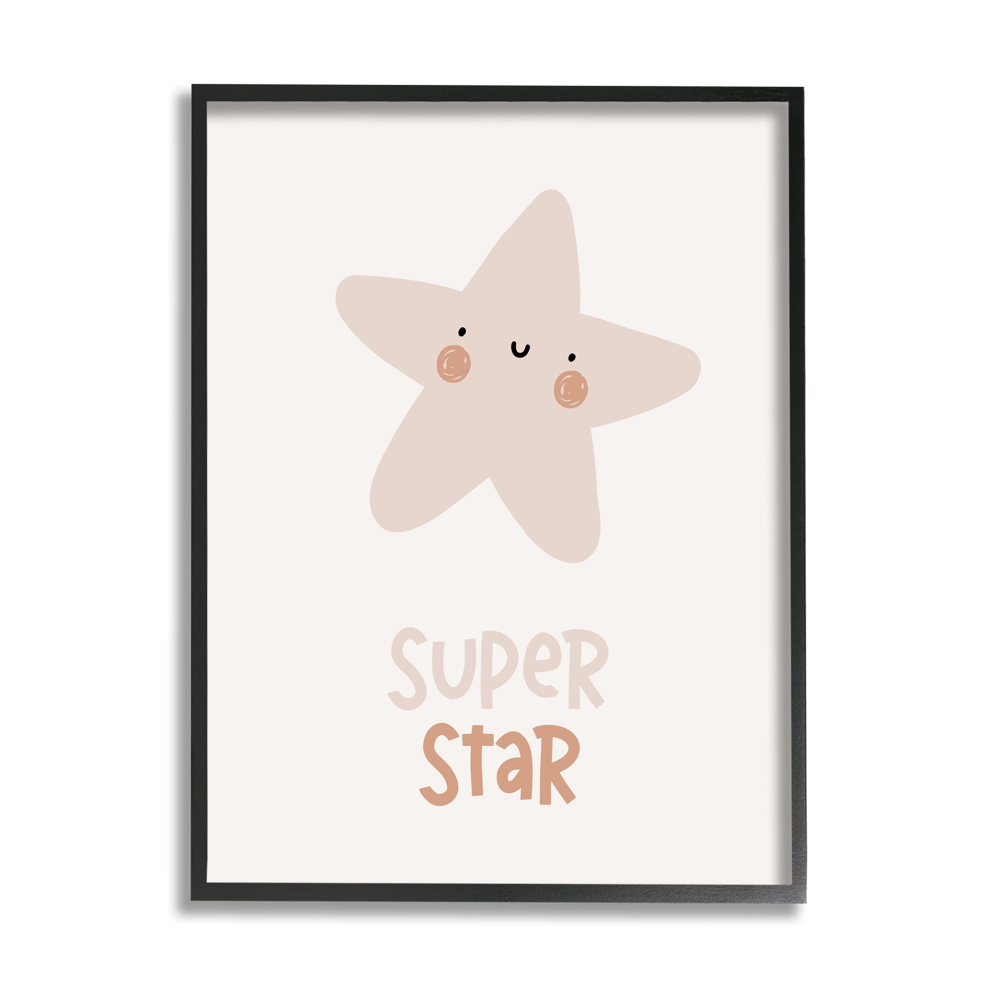 Stupell Industries Smiling Super Star Inspirational Painting Black Framed Art Print Wall Art, 16 x 20