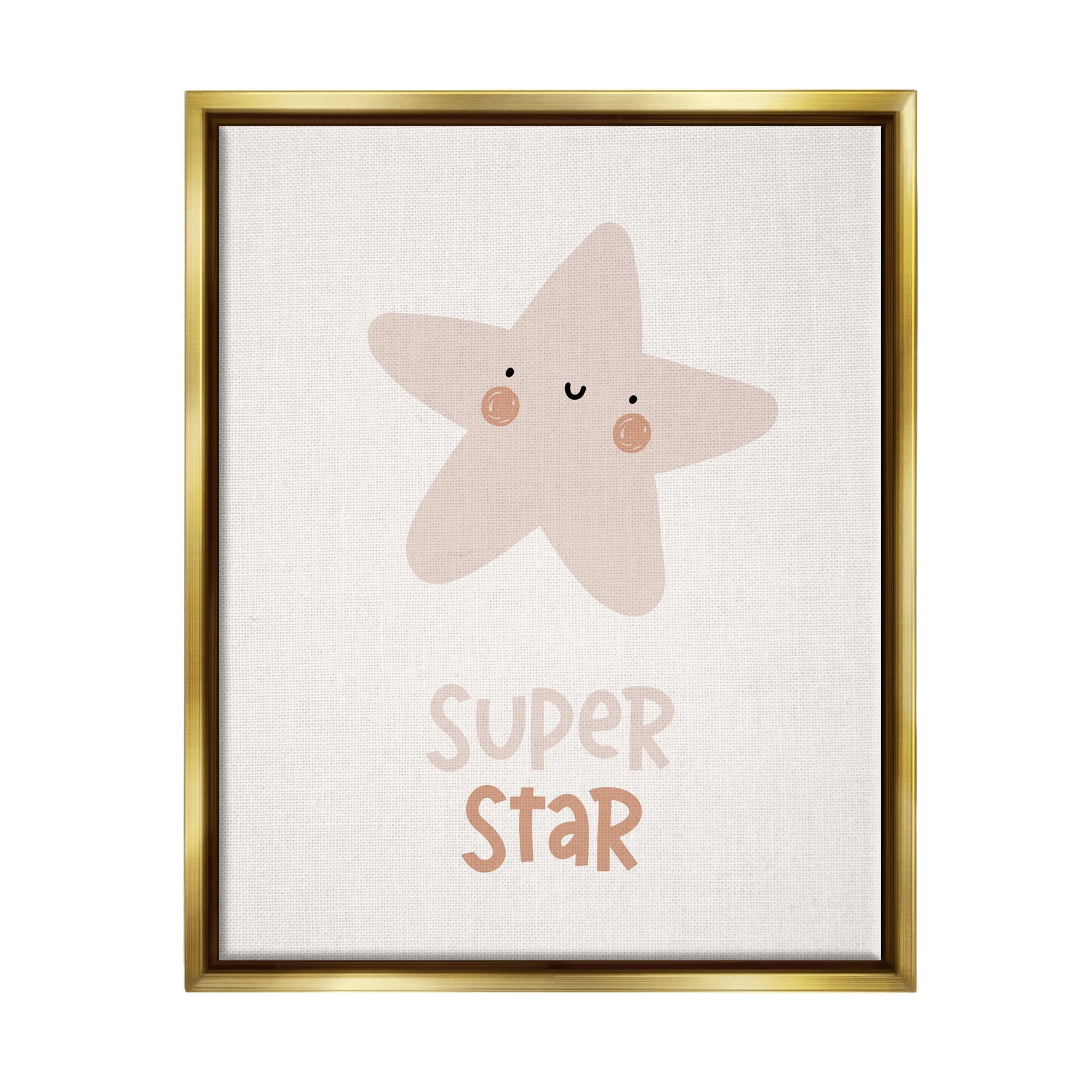 Stupell Industries Smiling Super Star Inspirational Painting Gold Floater Framed Art Print Wall Art, 25 x 31