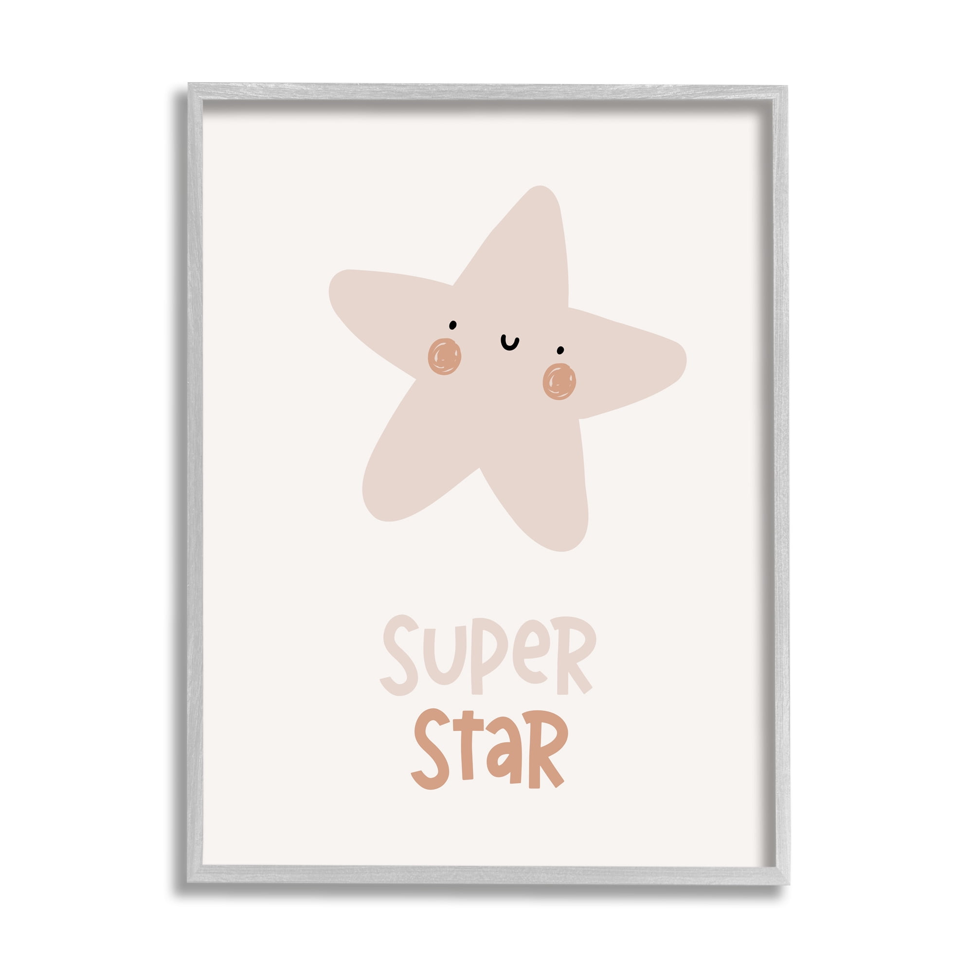 Stupell Industries Smiling Super Star Inspirational Painting Gray Framed Art Print Wall Art, 11 x 14