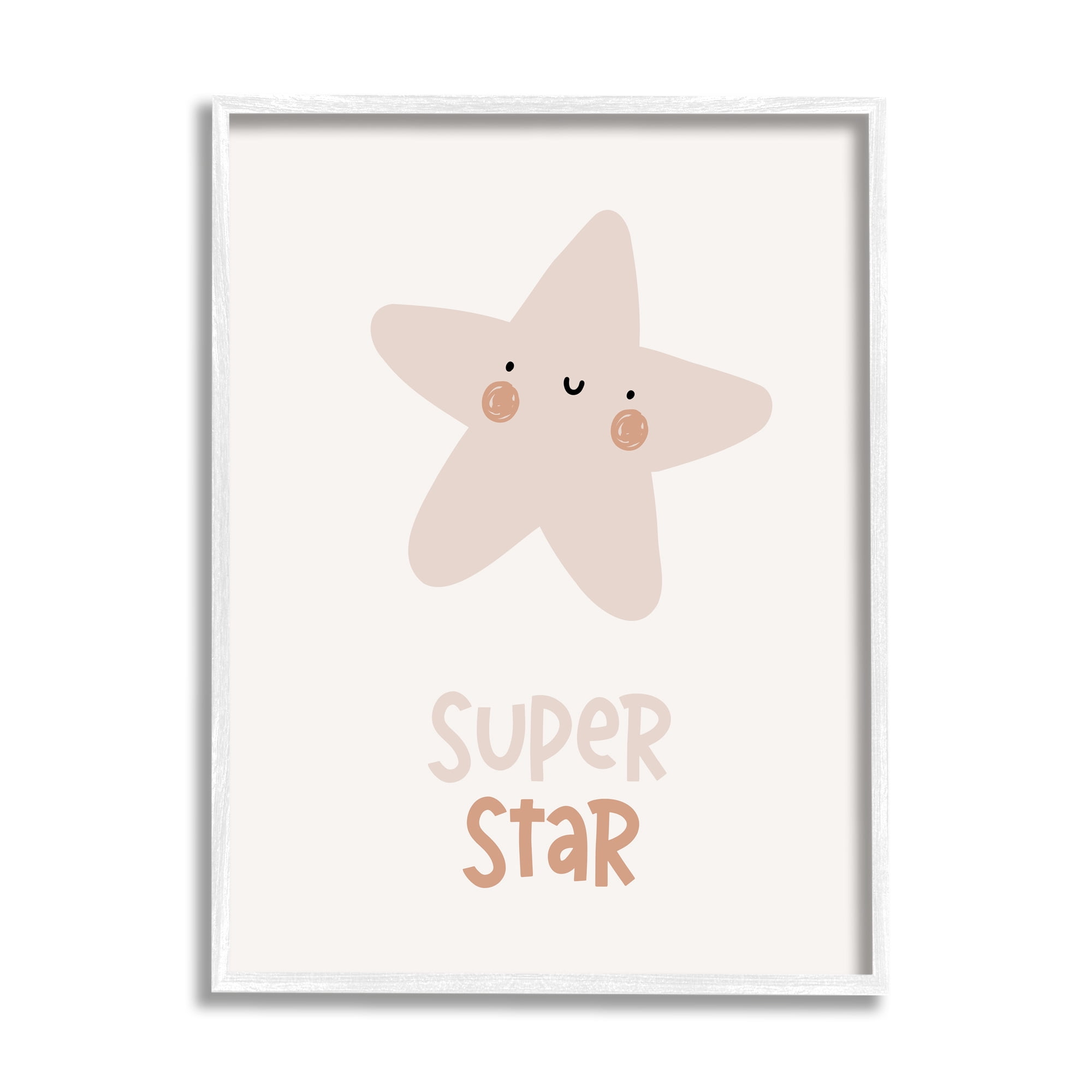Stupell Industries Smiling Super Star Inspirational Painting White Framed Art Print Wall Art, 11 x 14