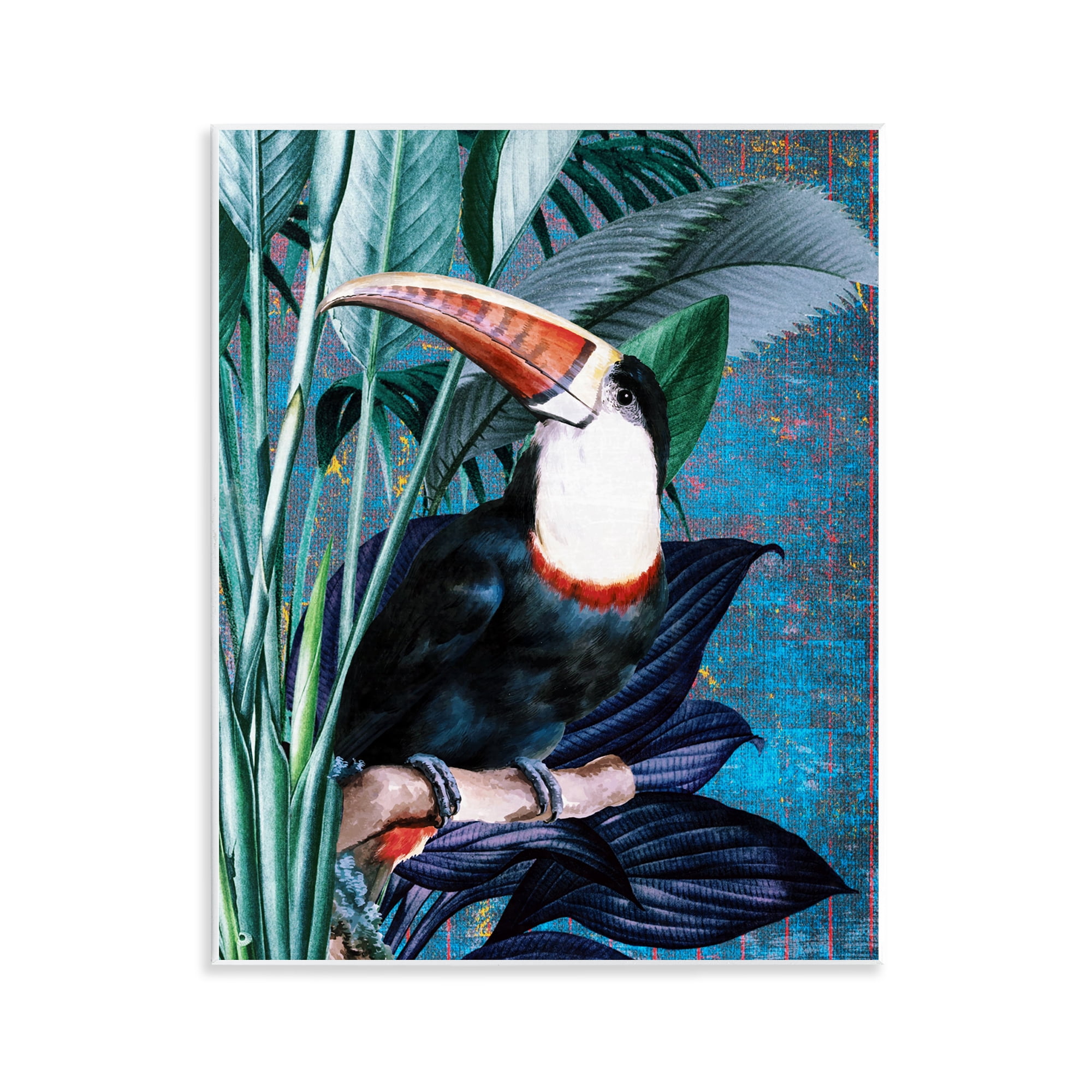 Stupell Industries Smiling Toucan on Branch Animals Painting Unframed Art Print Wall Art, 11 x 14