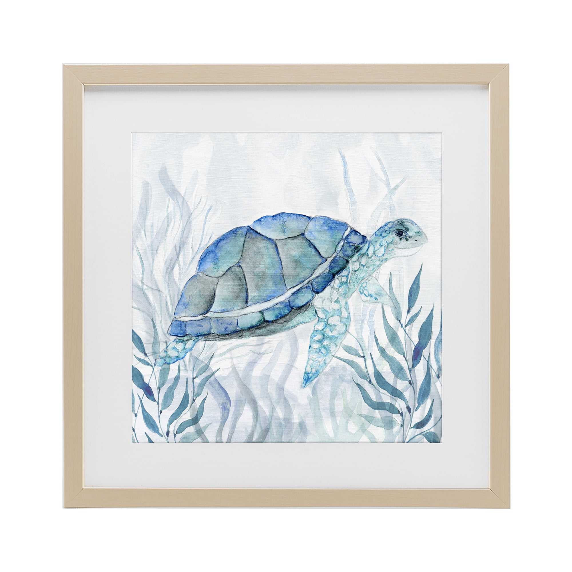 Stupell Industries Smiling Turtle Gaze Birch Framed Print Under Glass, design by Janet Tava