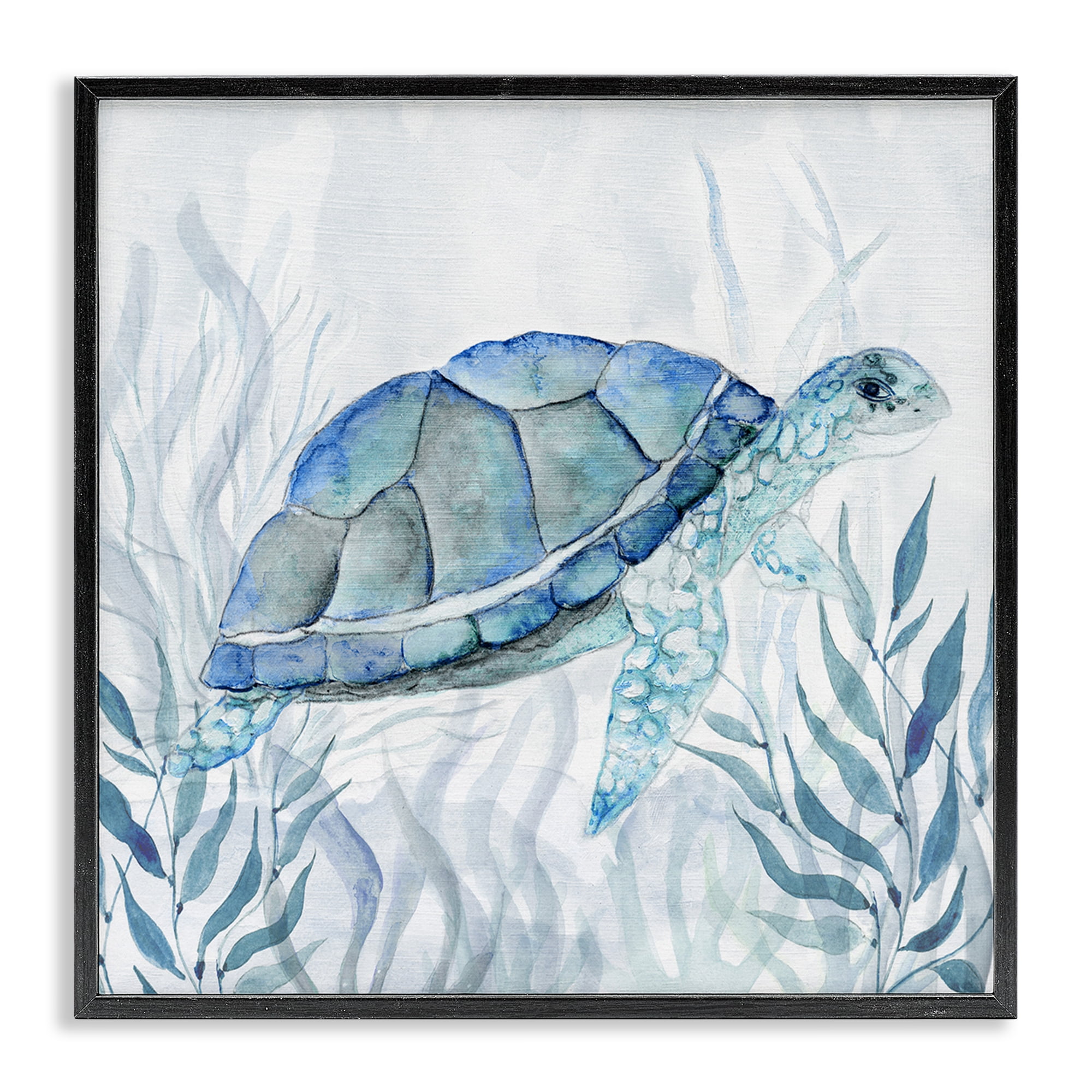 Stupell Industries Smiling Turtle Gaze Black Framed Giclee Art, design by Janet Tava