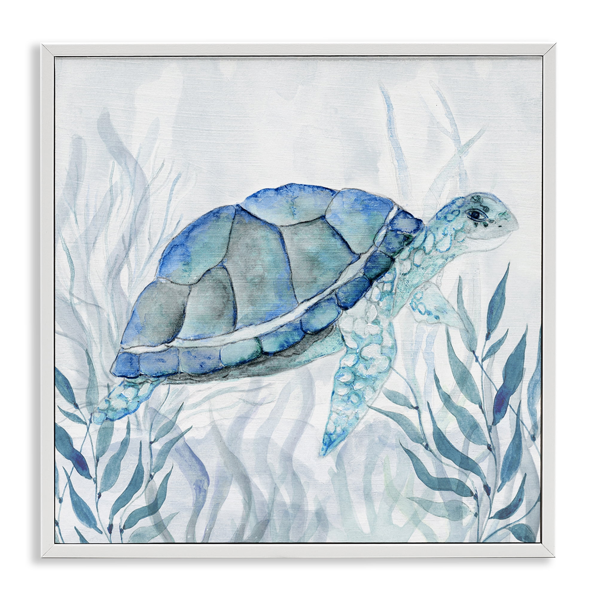 Stupell Industries Smiling Turtle Gaze White Framed Giclee Art, design by Janet Tava