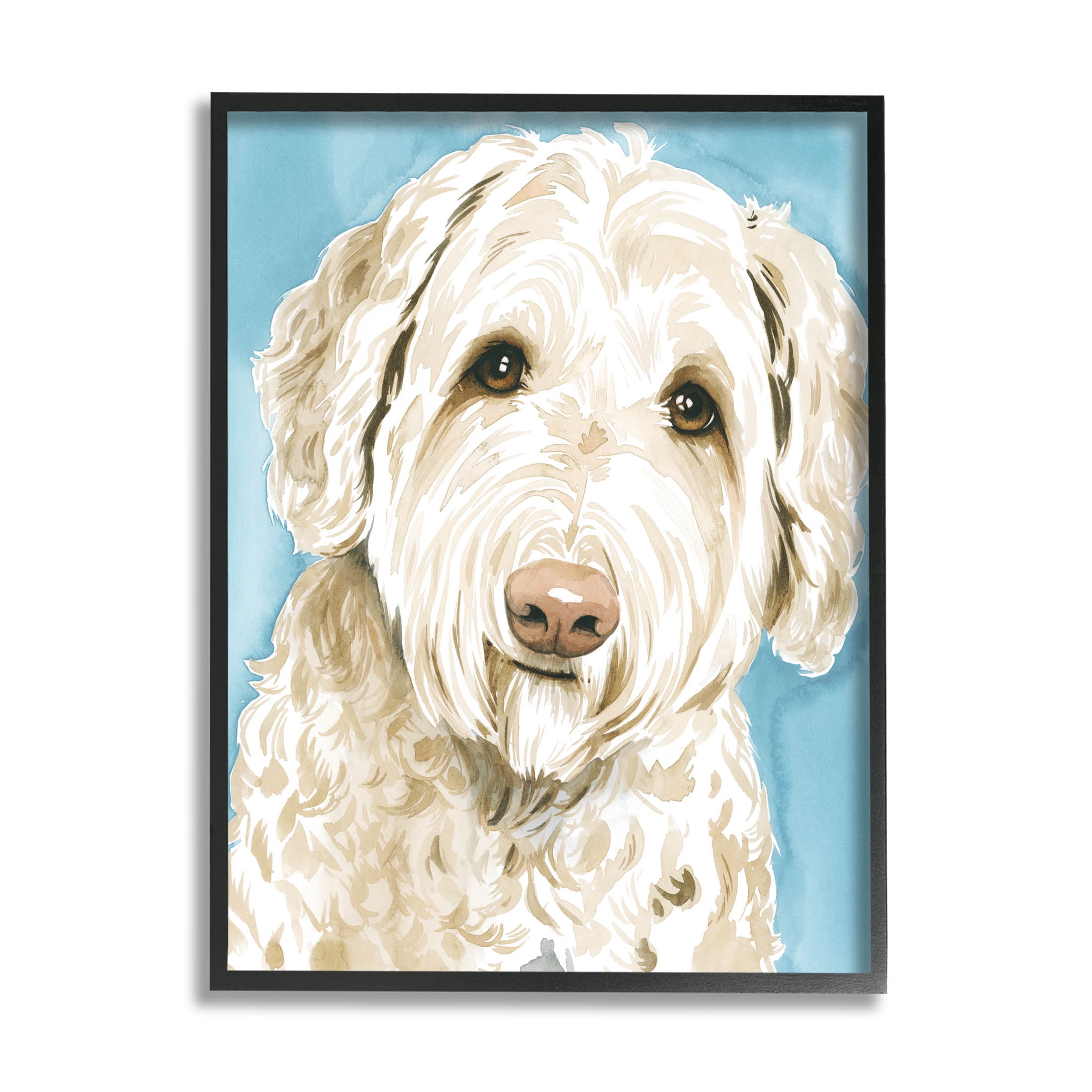 Stupell Industries Smiling White Terrier Dog Portrait Painting Black Framed Art Print Wall Art, Design by Grace Popp